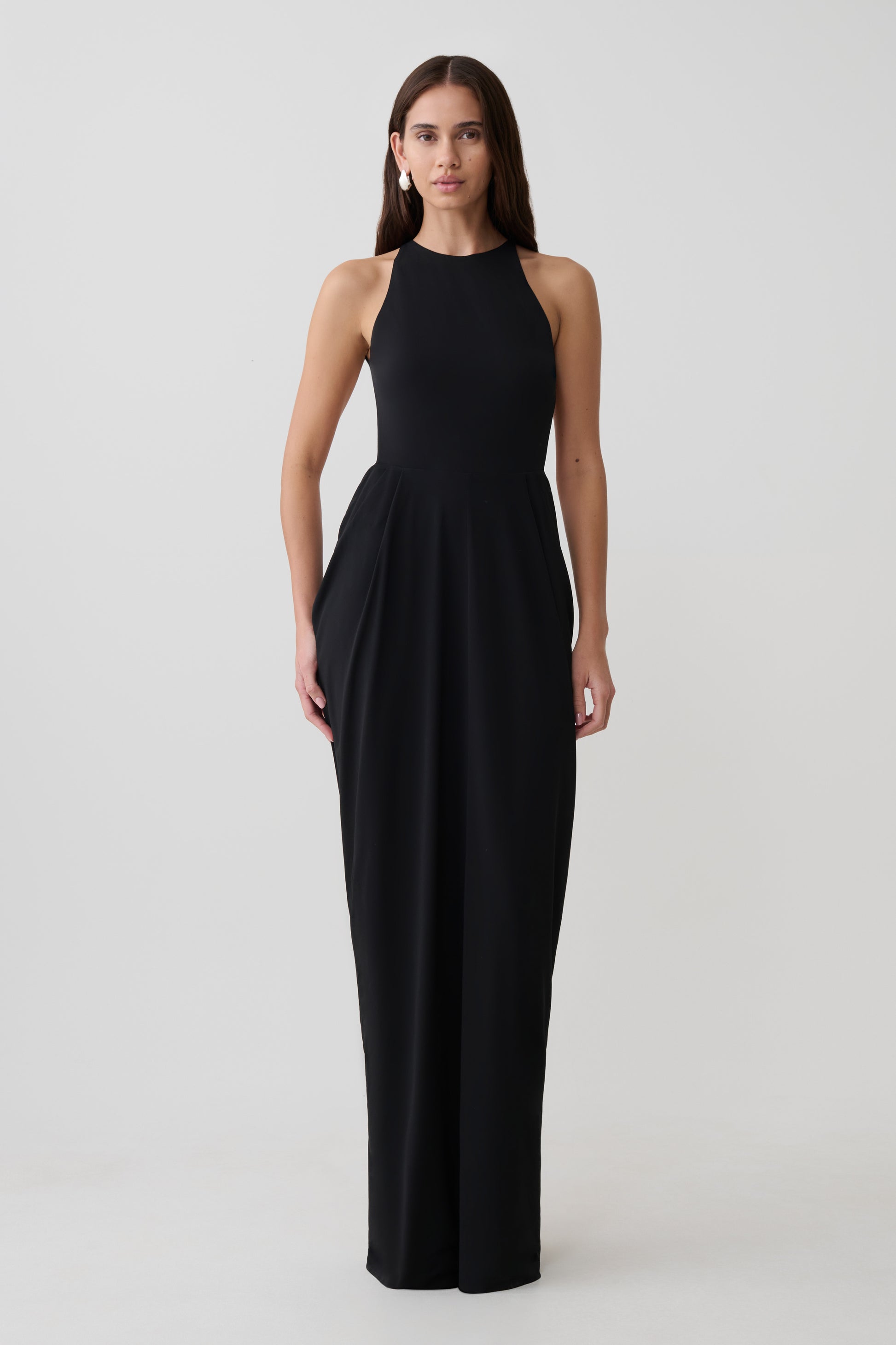 Bahari Low Back Halter Maxi Dress - Black #6
