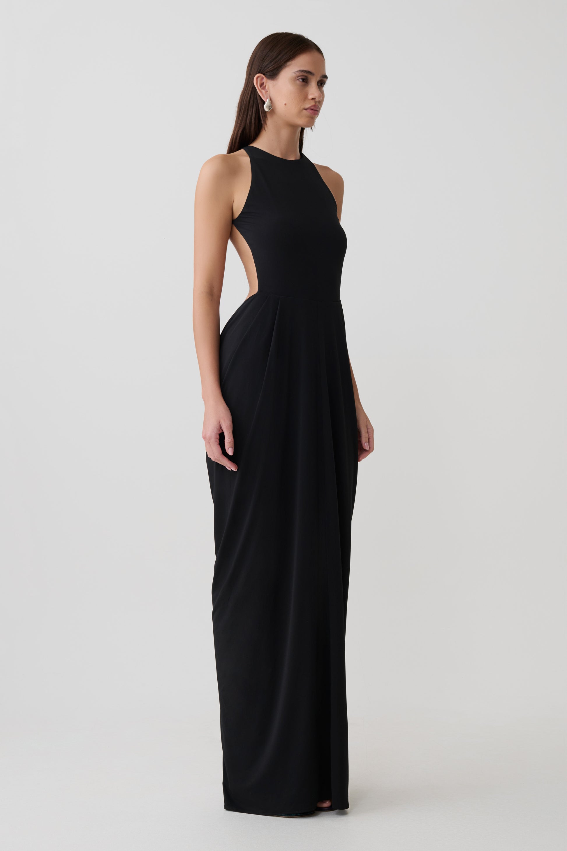 Bahari Low Back Halter Maxi Dress - Black #2