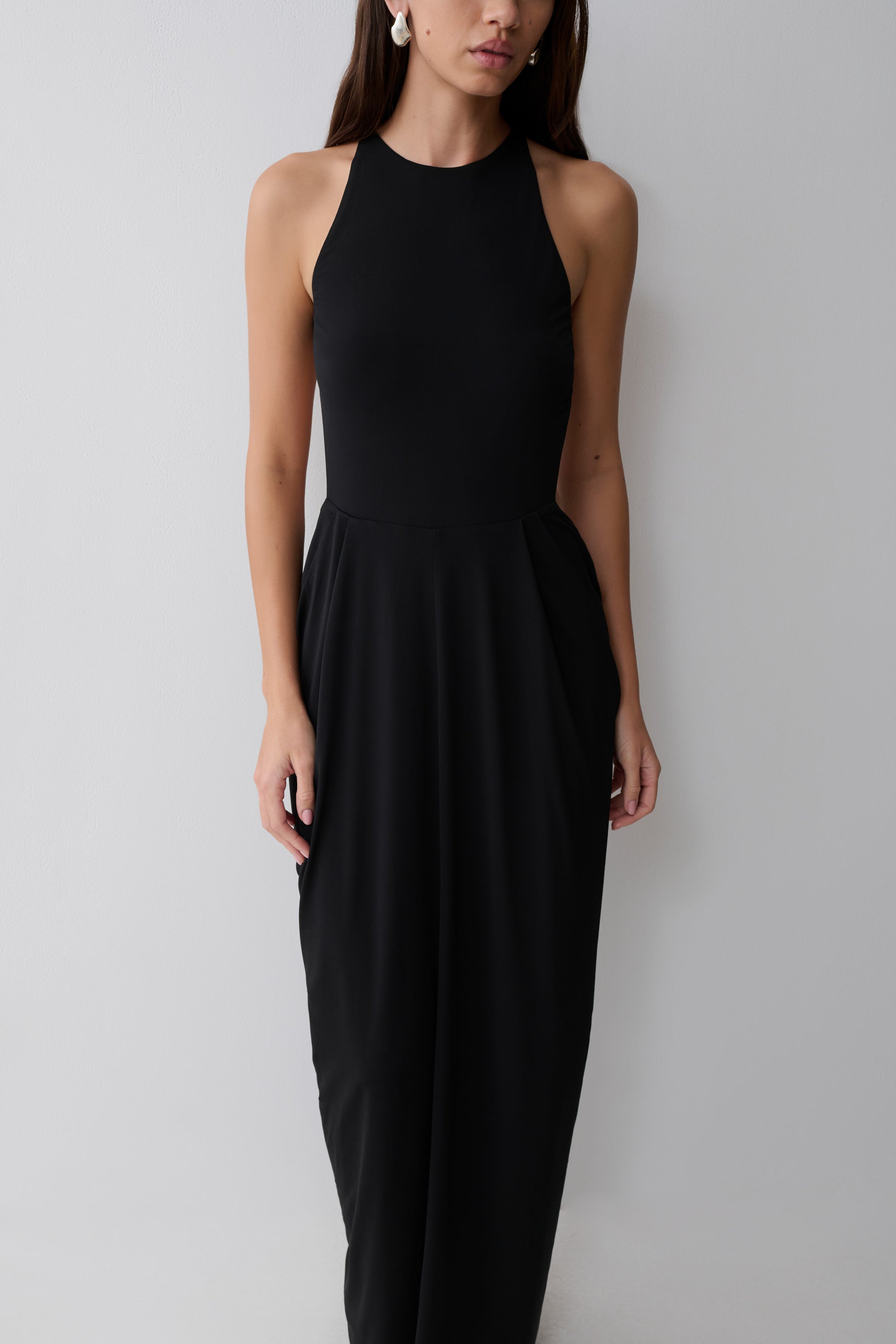 Bahari Low Back Halter Maxi Dress - Black #5
