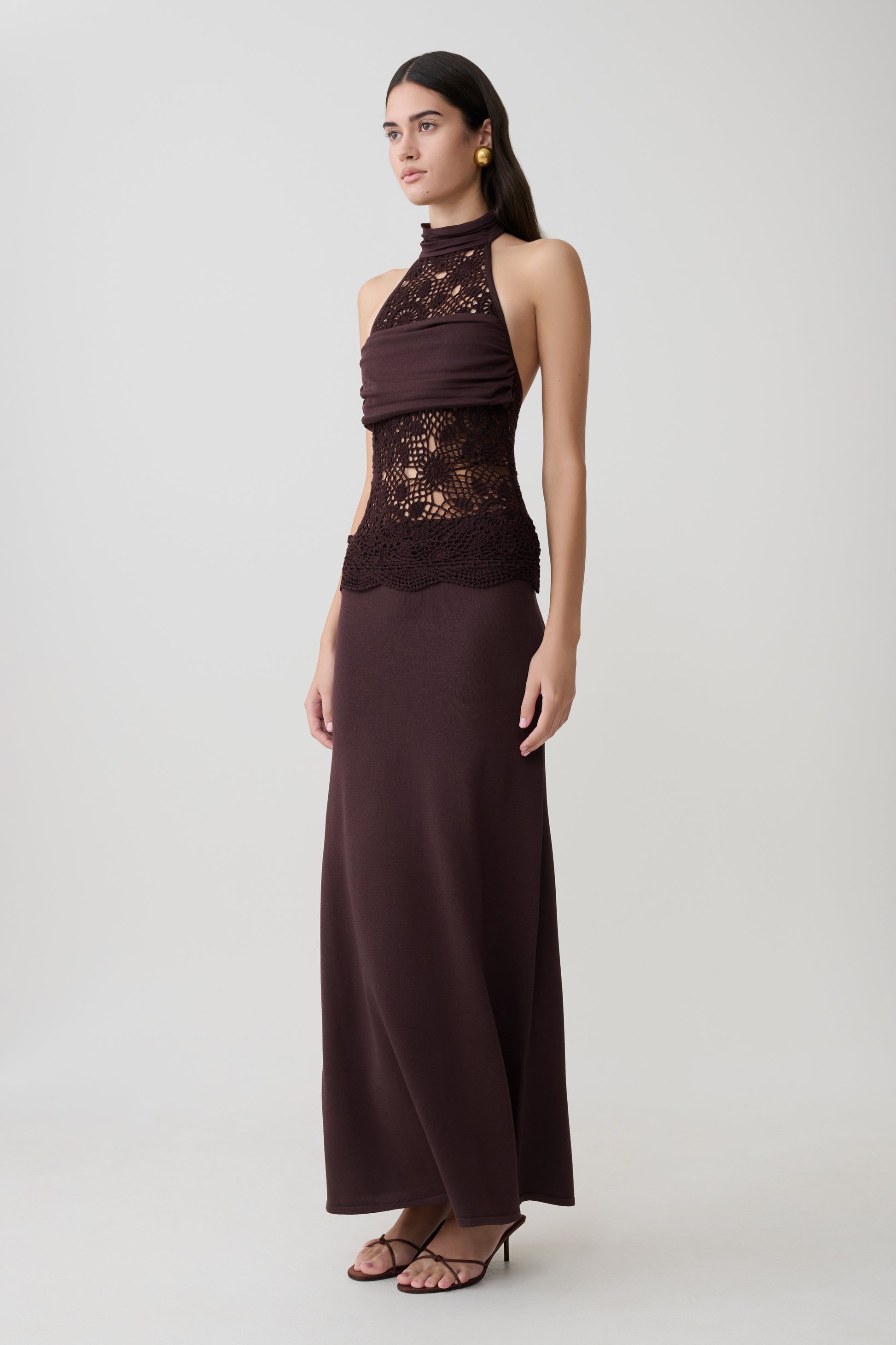 Tessie Knit & Crochet Maxi Dress - Dark Chocolate #4
