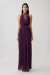 Arra Chiffon And Lace Halter Maxi Dress - Plum
