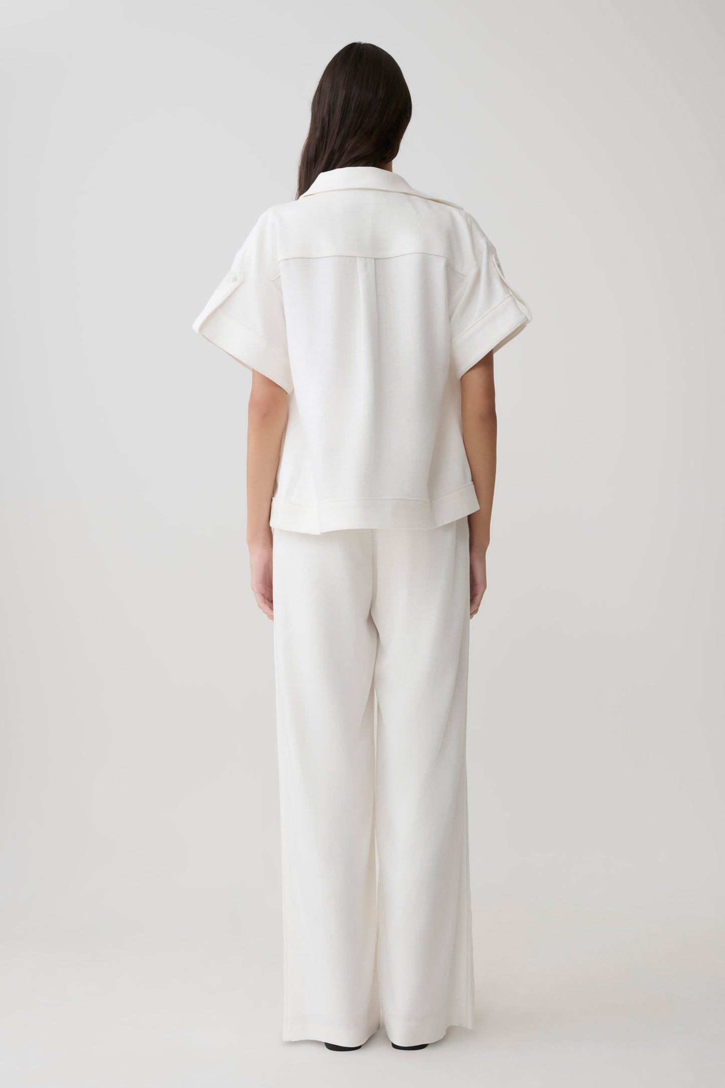 Selena Linen Straight Leg Pant - White