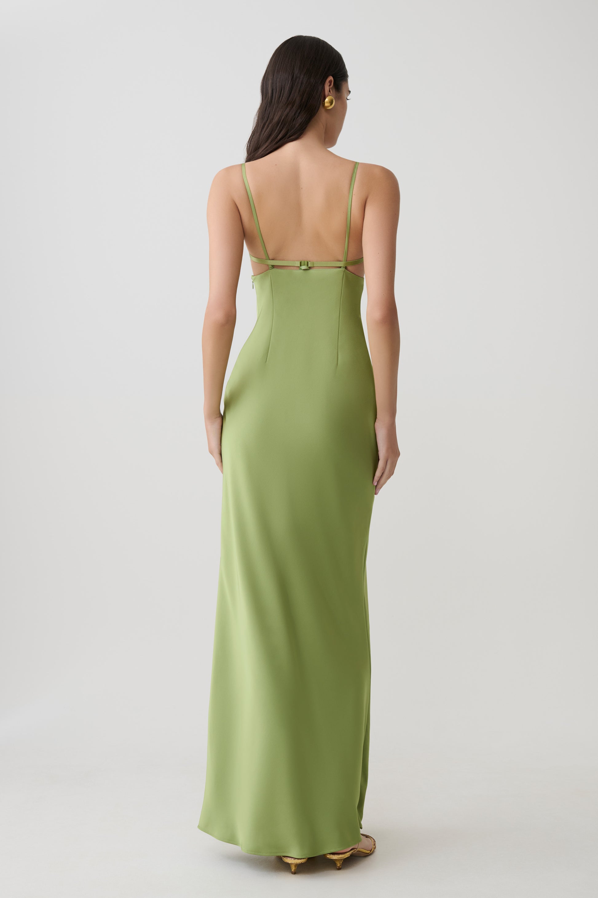 Fiorella Embellished Satin Maxi Dress - Pistachio #2