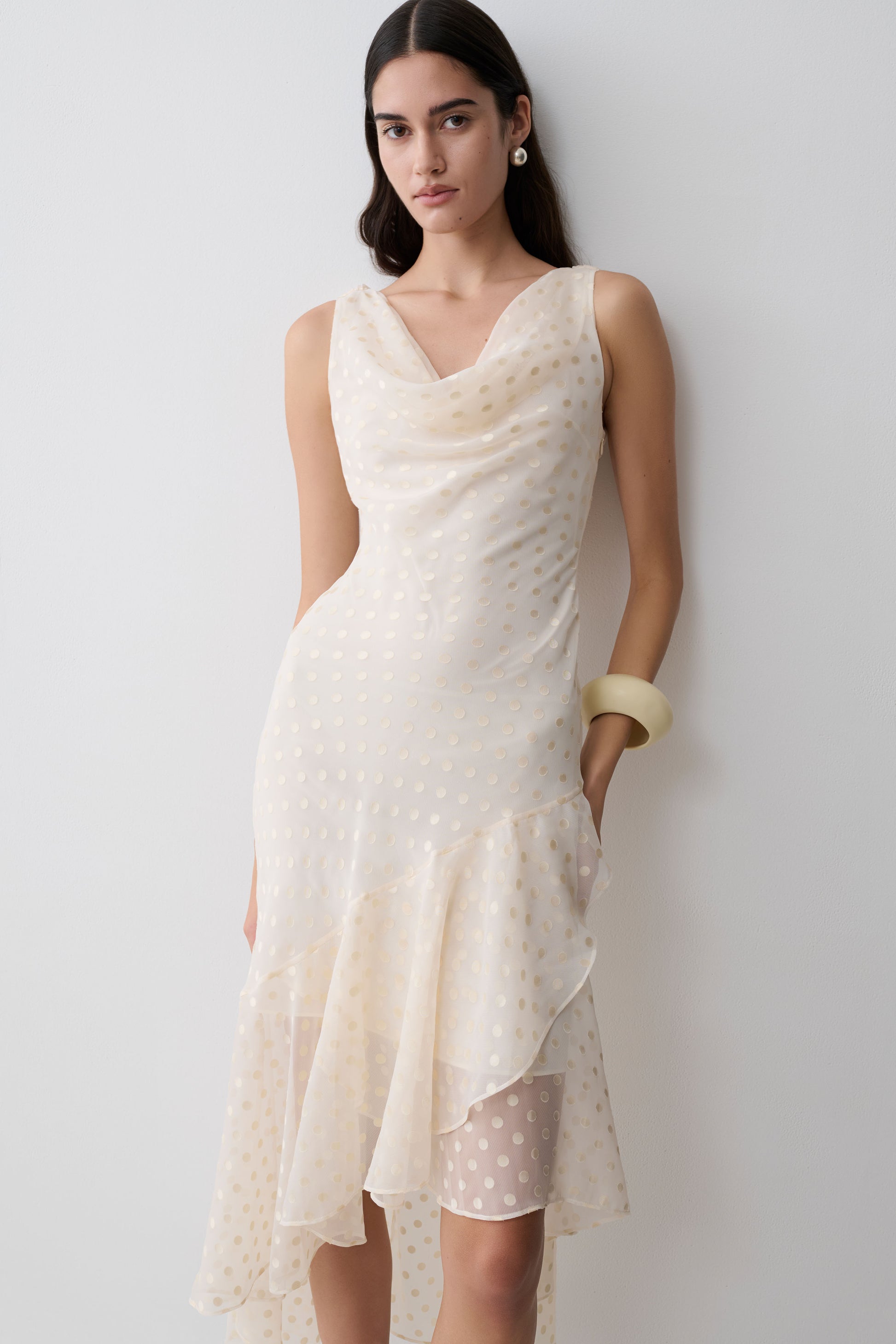 Lilah Devore Midi Dress - Ivory #3