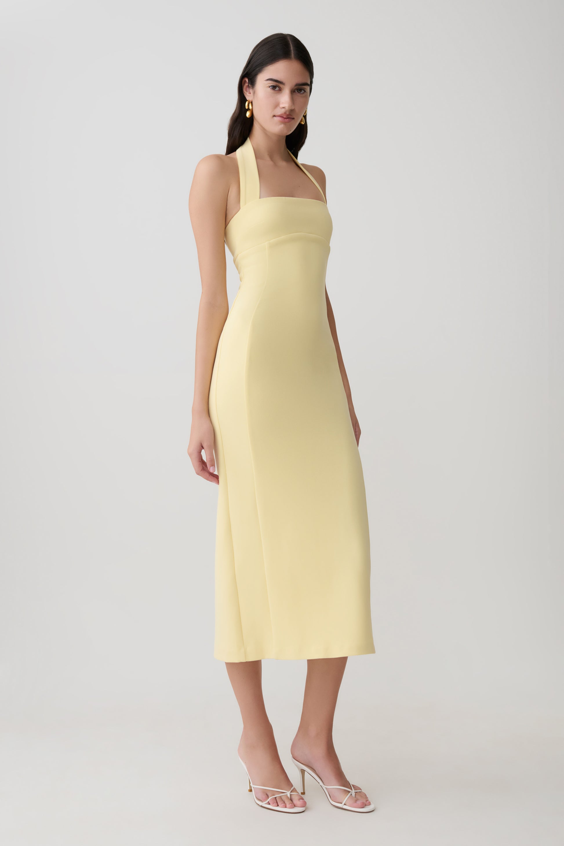 Amelita Suiting Halter Midi Dress - Pale Lemon #4