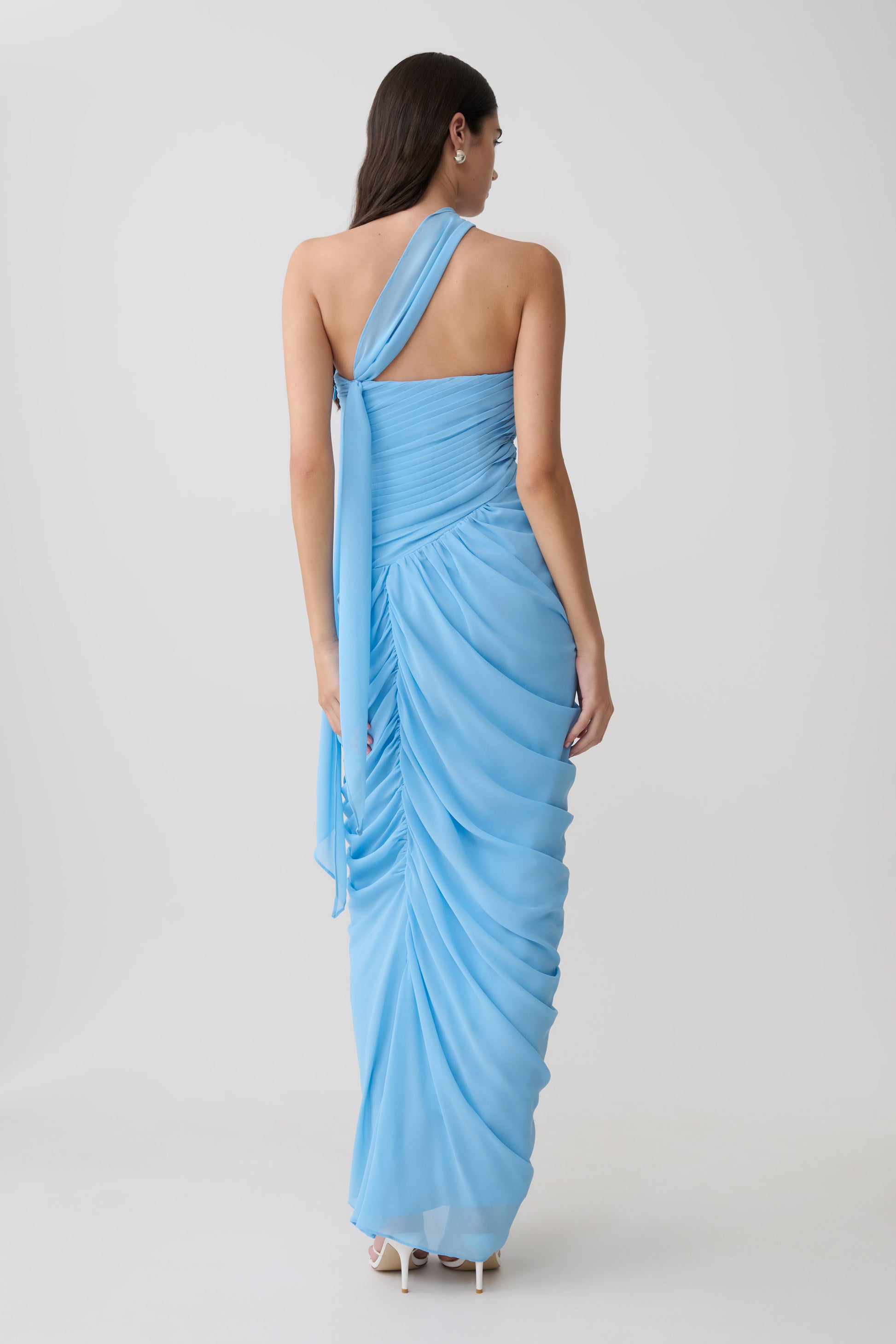 Micaela Chiffon Gathered Maxi Dress - Alaskan Blue #2