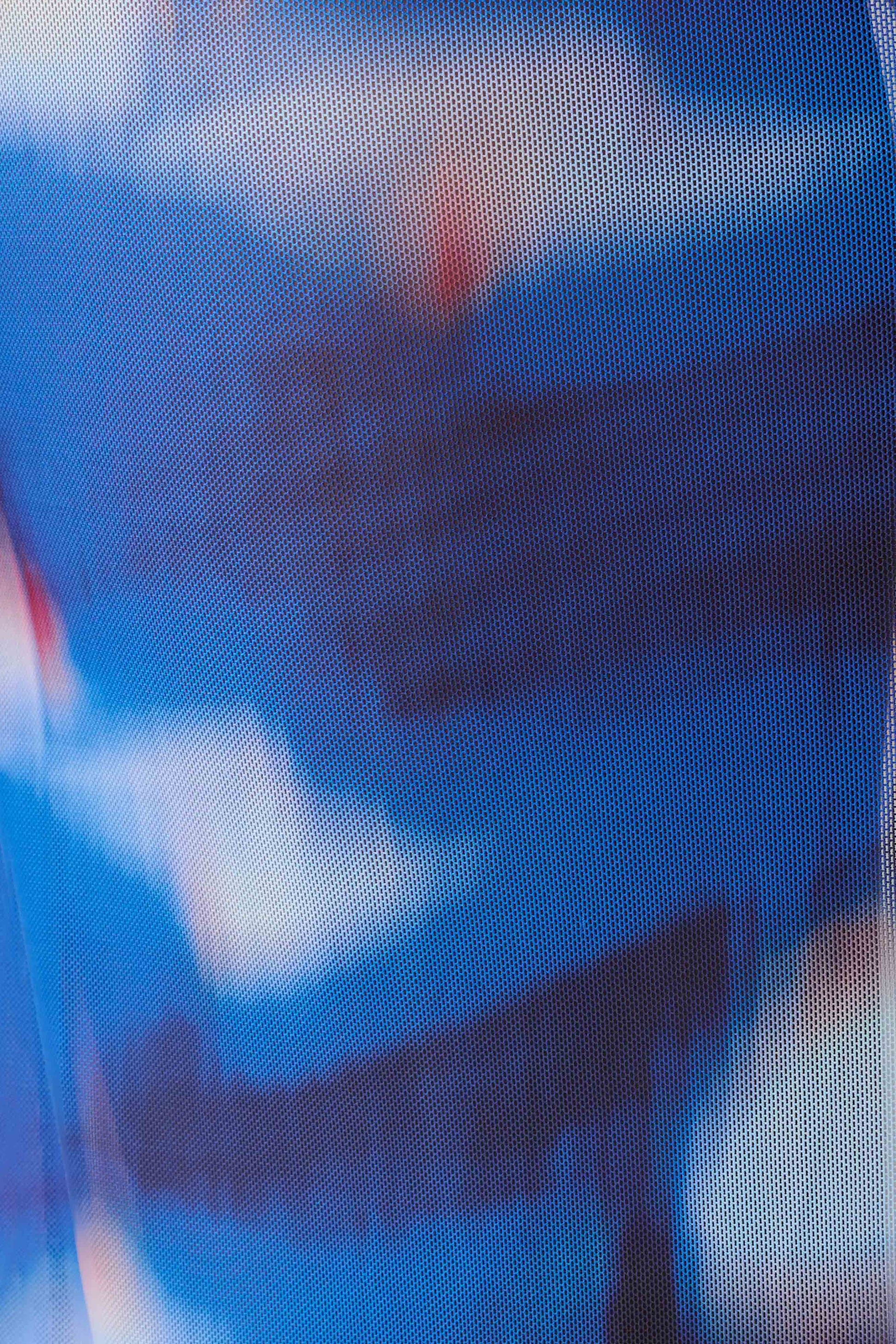 Ethel Mesh Cowl Plunge Maxi - Blue Abstract Print #7
