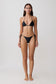 Woman wearing a black bikini set.