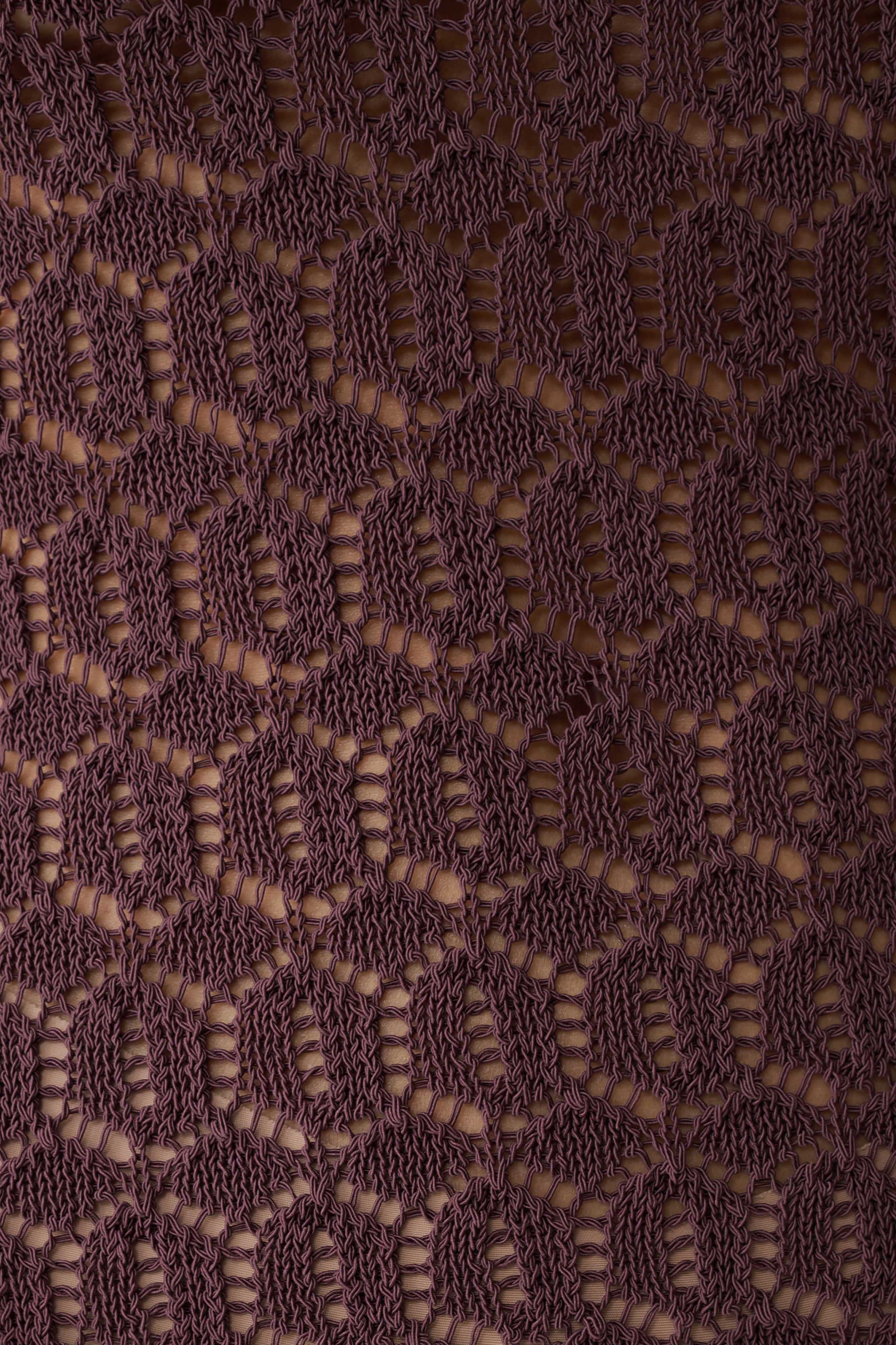 Cherly Knit Crochet Mini Dress - Chocolate #5