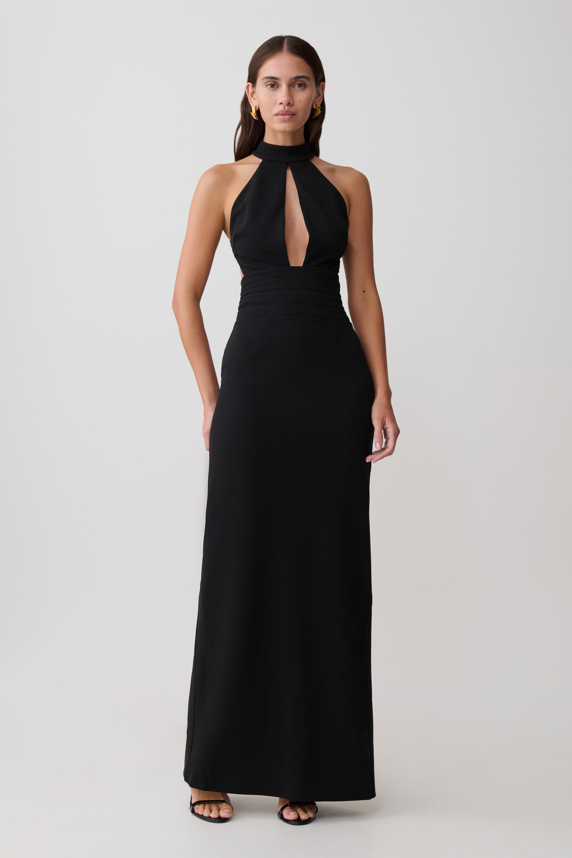Elan Stretch Crepe Maxi Dress - Black #4