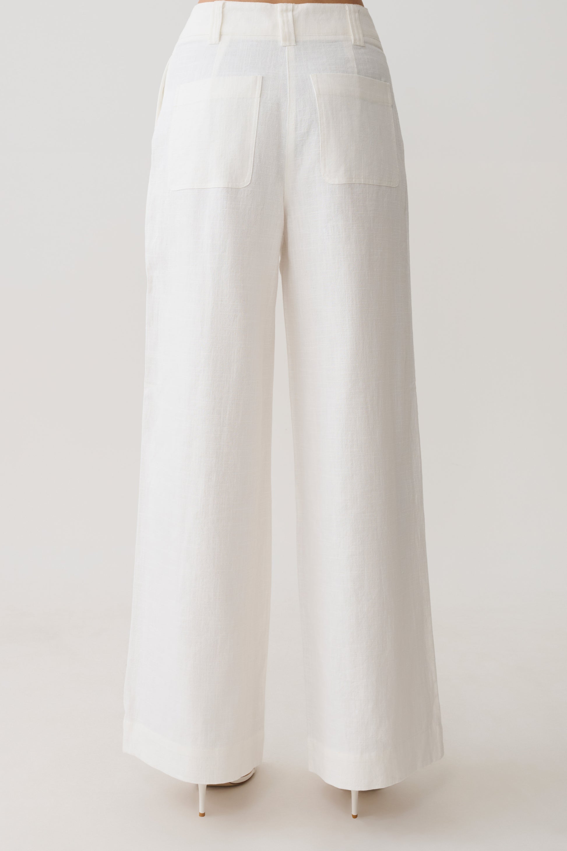 Brielle Straight Leg Linen Pant - White #2