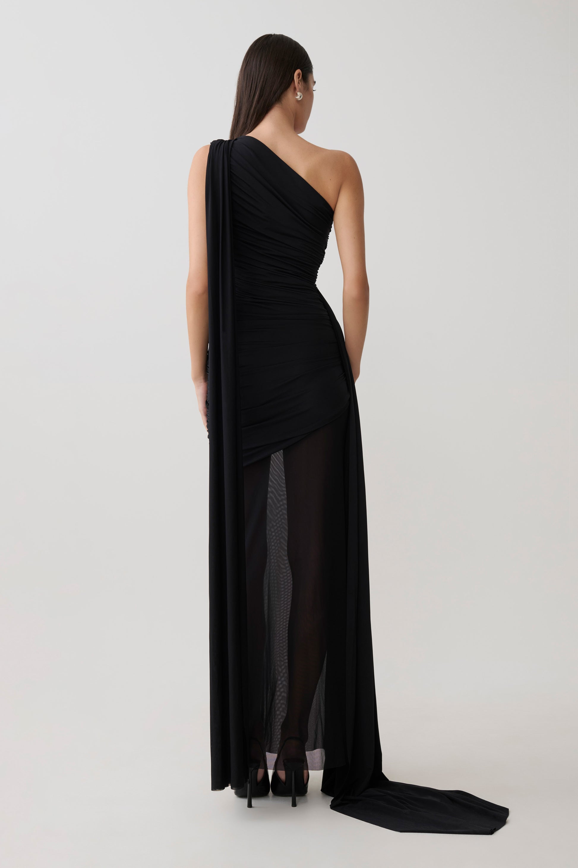 Asher Slinky One Shoulder Maxi Dress - Black #2