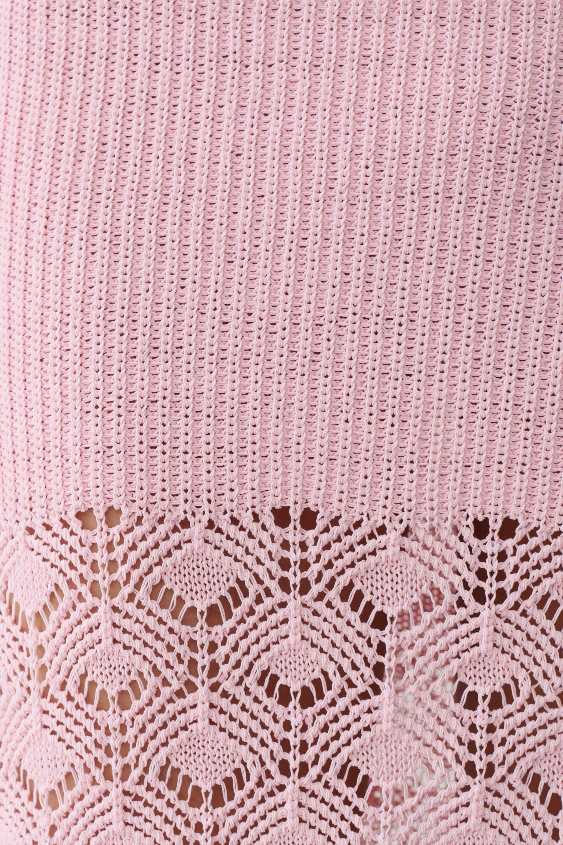 Atlantis Crochet Knit Midi Skirt - Baby Pink #7