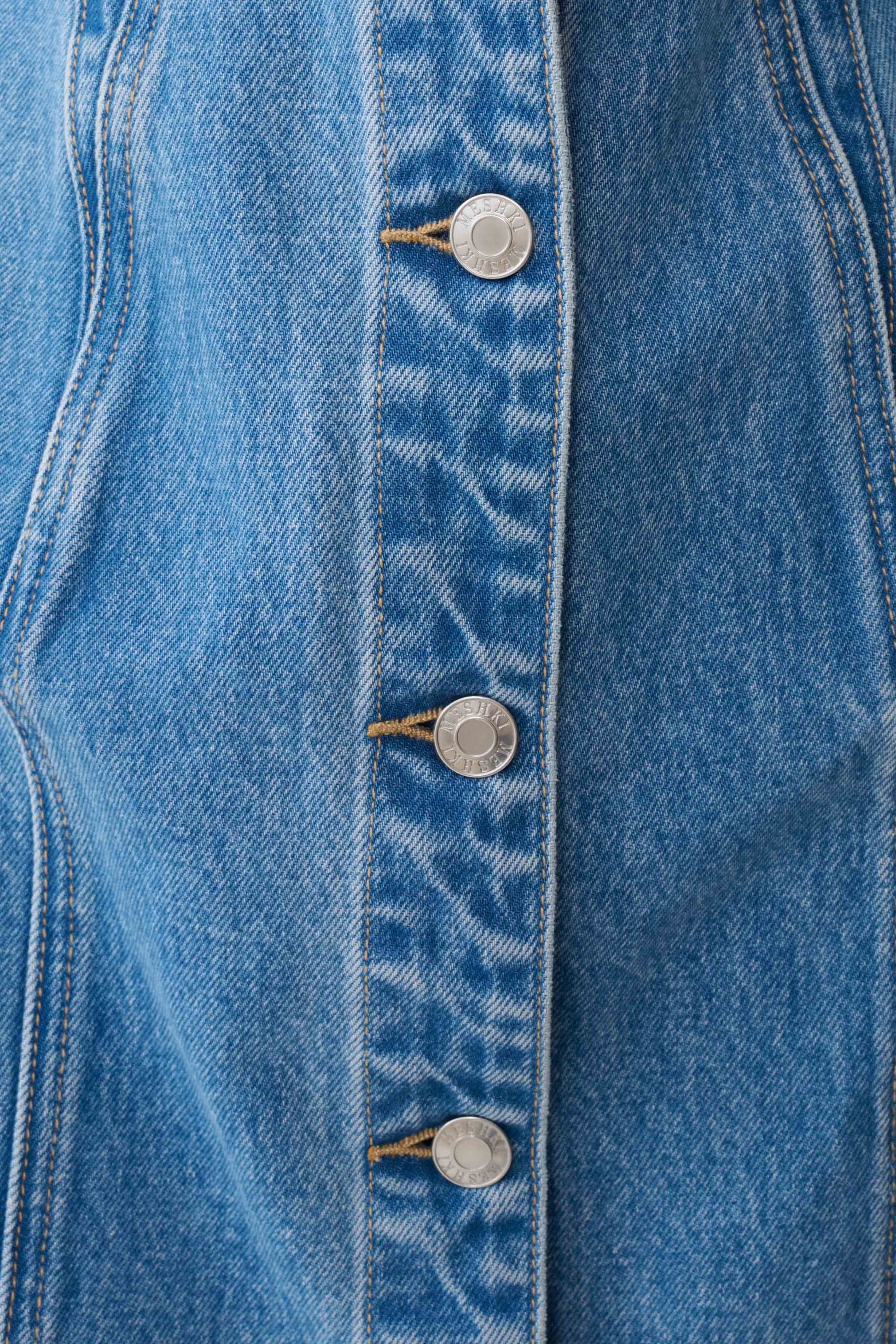 Penn Button Front Denim Mini Dress - Summer Blue #7