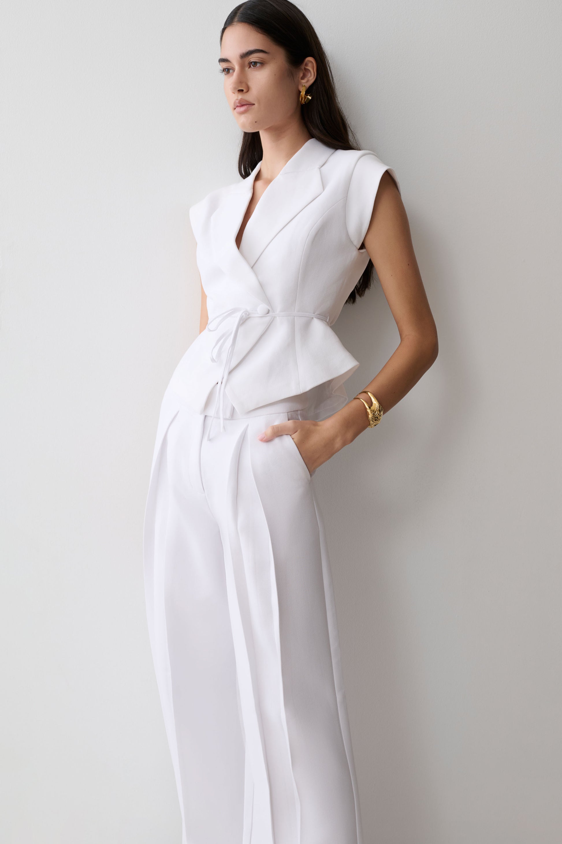 Andina Short Sleeve Linen Top - White #3