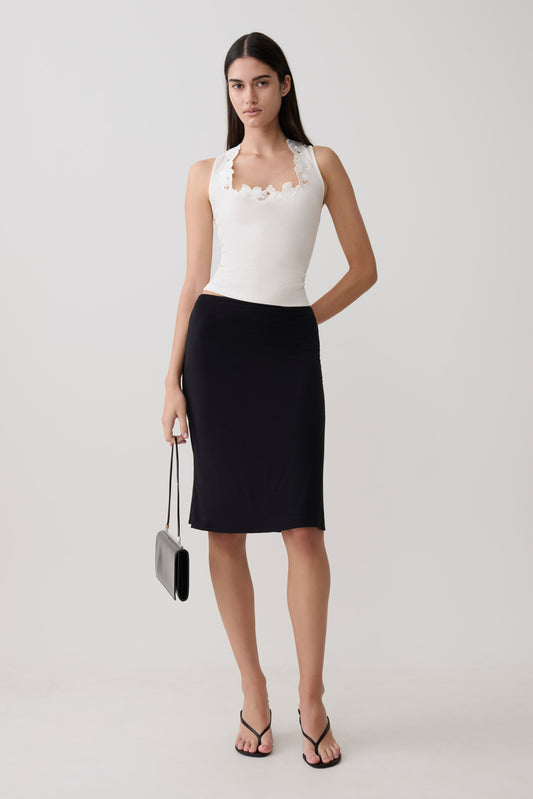 Greer Knee Length Skirt - Black