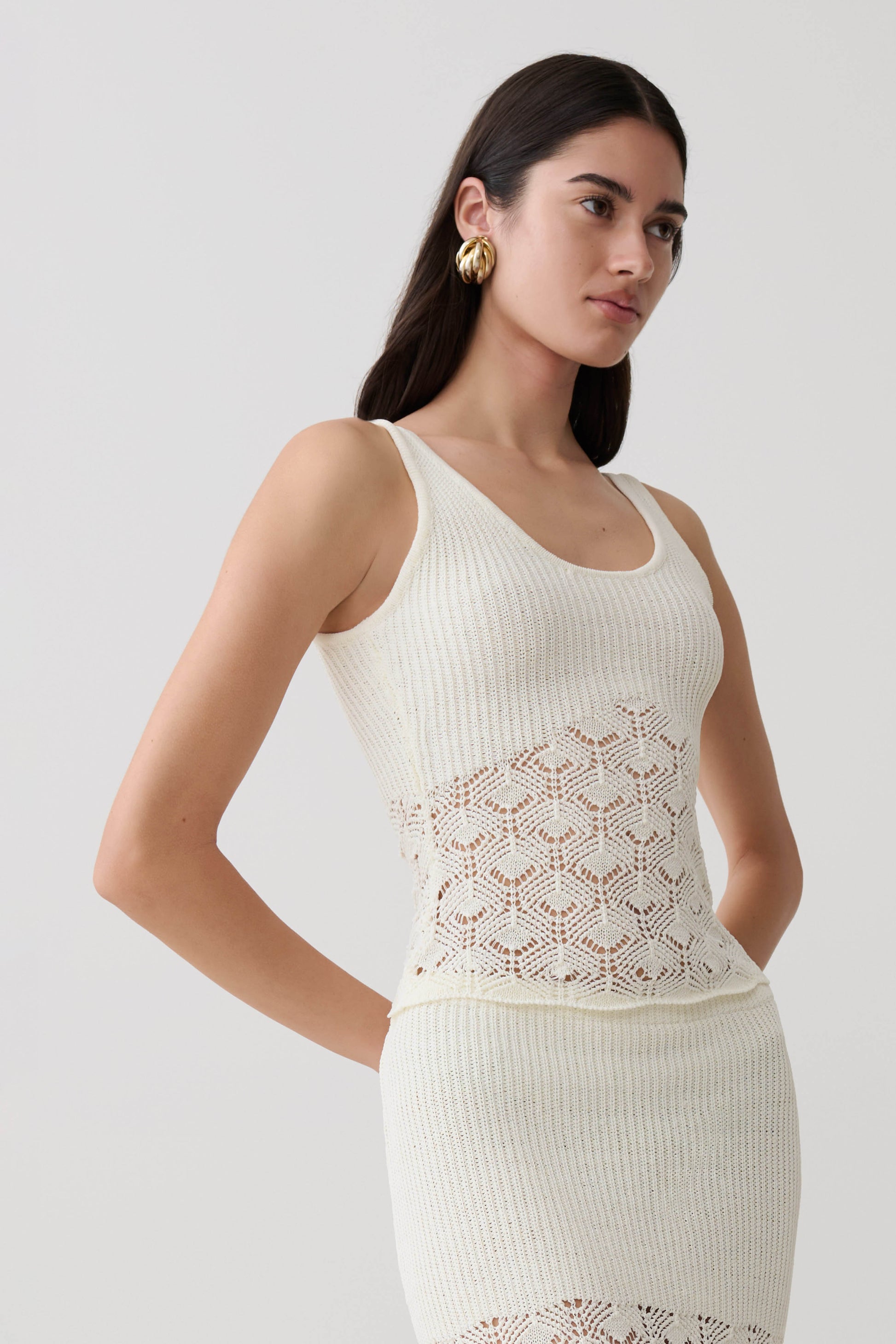 Atlantis Crochet Knit Top - White #4