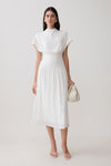 Ailla High Neck Cowl Midi Dress - White