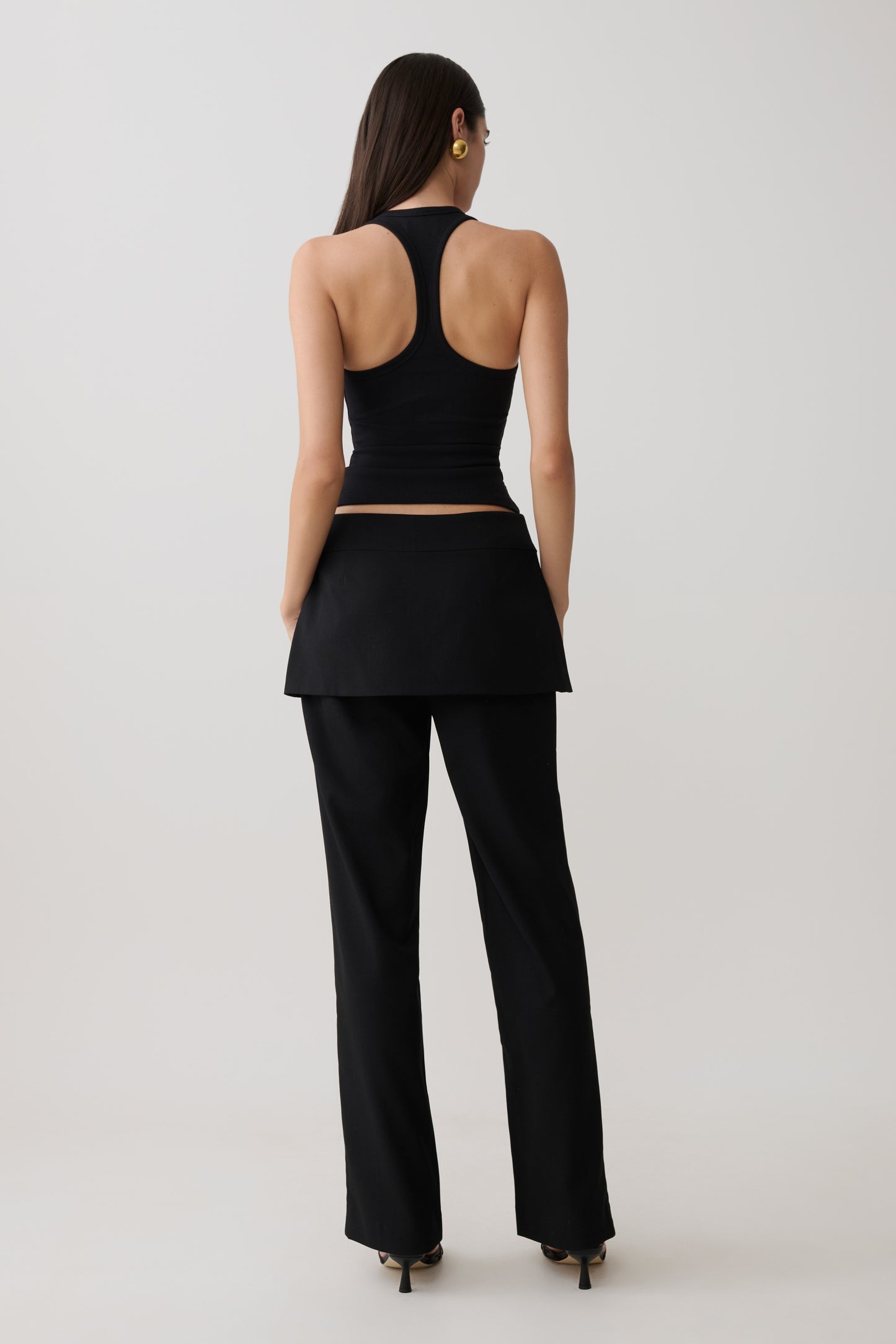 Actress Ribbed Tank - Black