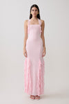 Etta Ruffle Slinky Maxi Dress - Pale Pink