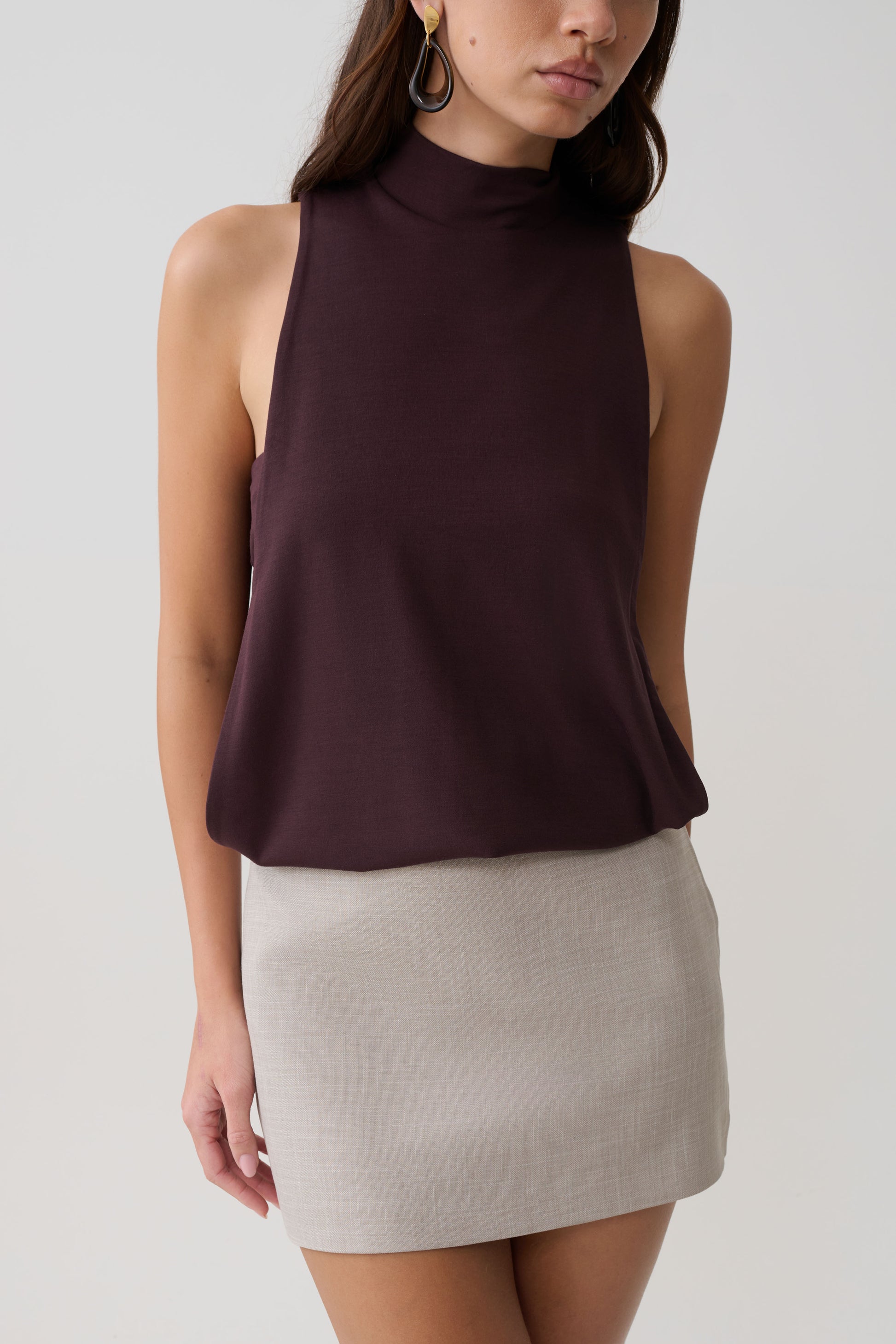 Laurelle Sleeveless Modal Draped Bodysuit - Chocolate #6