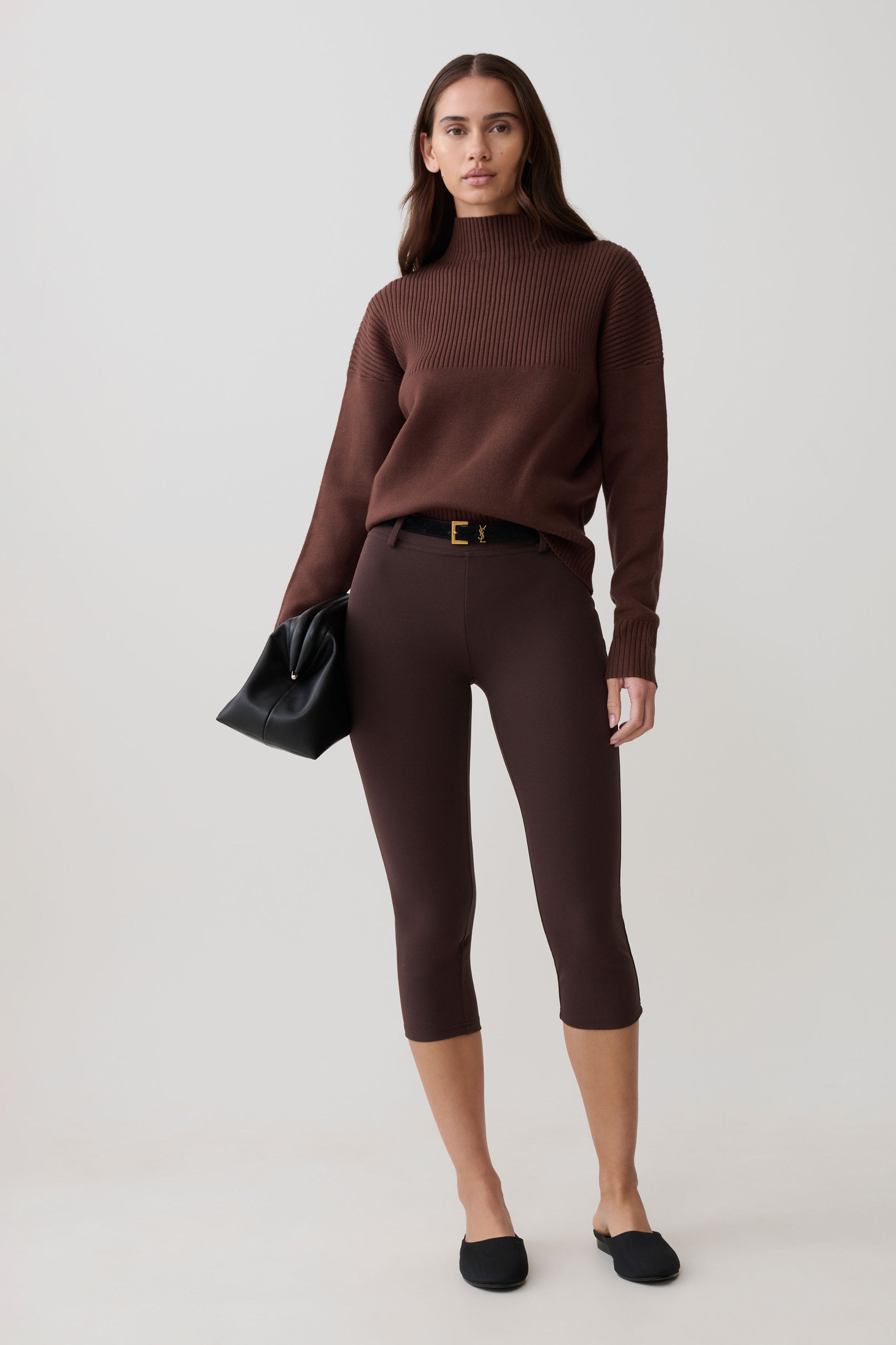 Stanley Ribbed High Neck Jumper - Chocolate #7