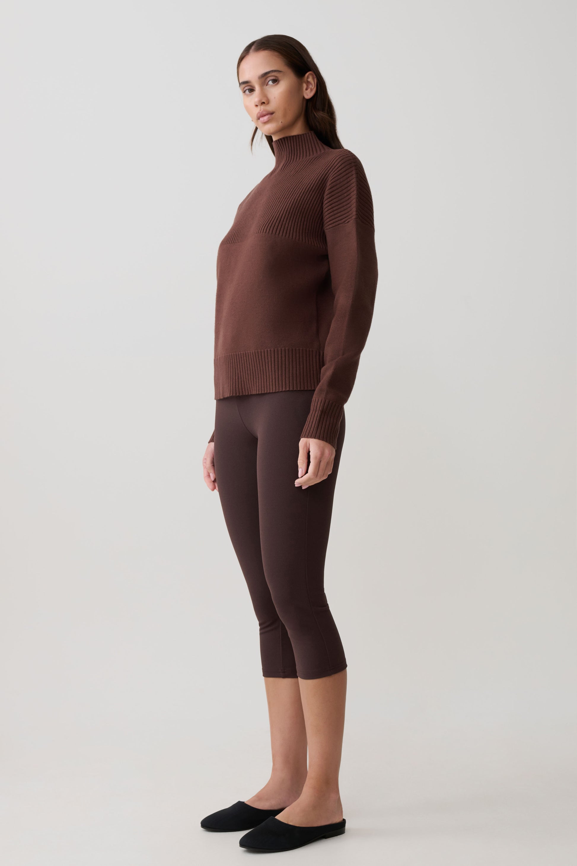 Stanley Ribbed High Neck Jumper - Chocolate #4