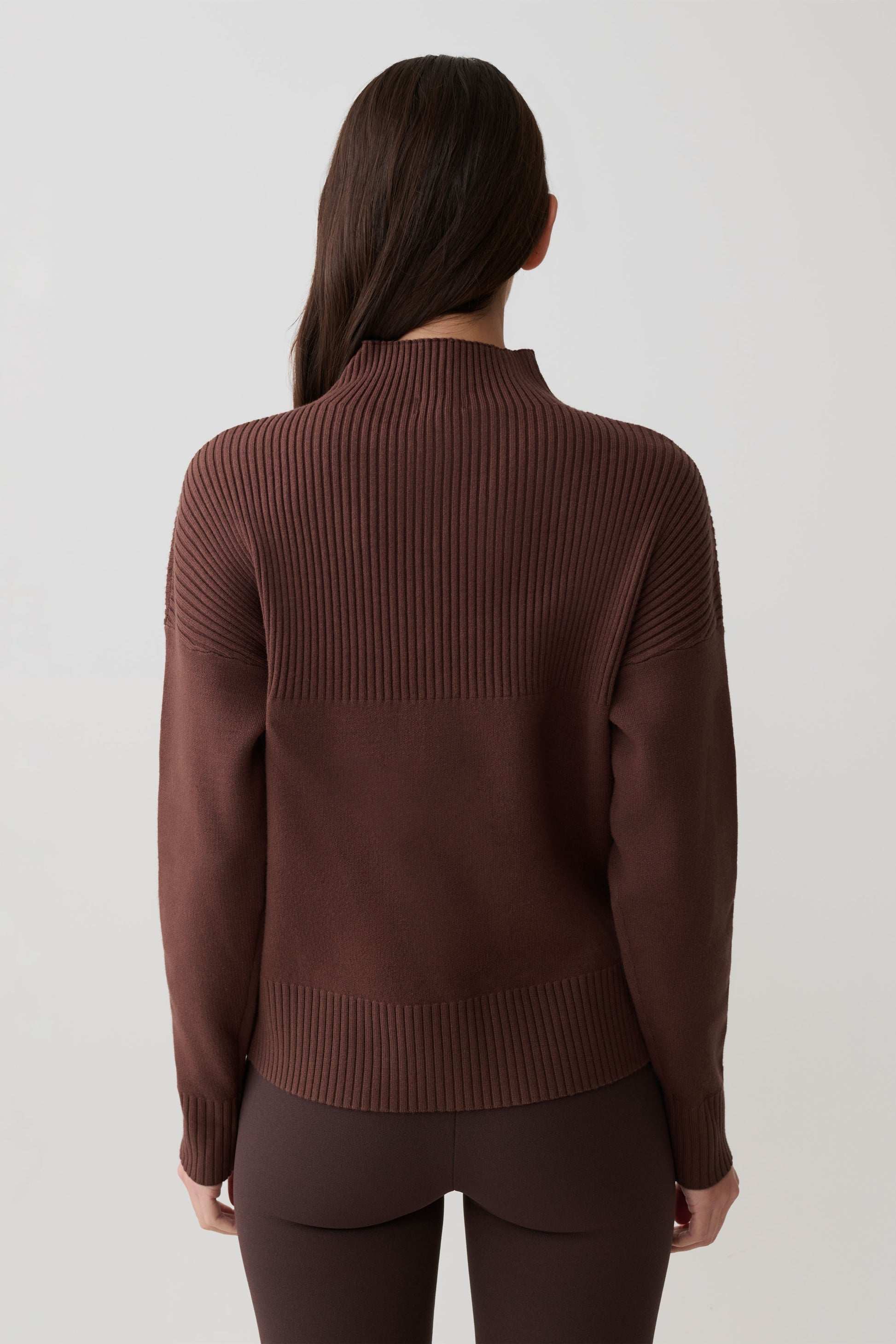 Stanley Ribbed High Neck Jumper - Chocolate #2
