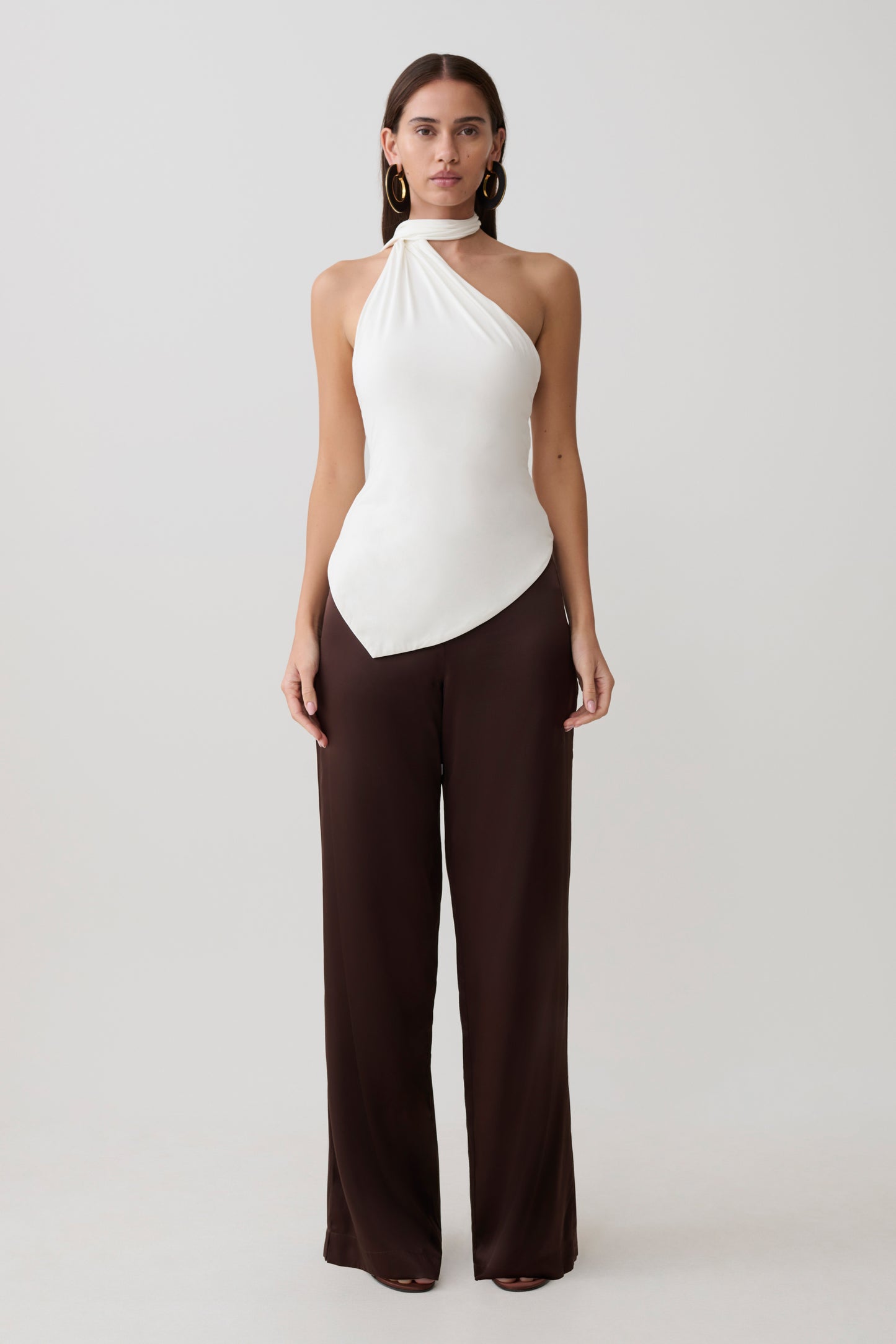 Jemma One Shoulder Tie Top - White
