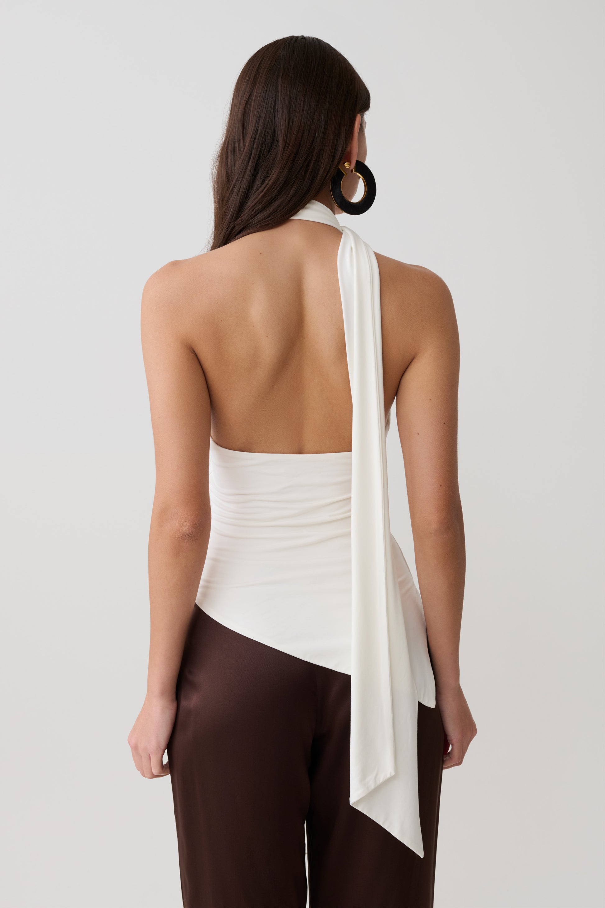 Jemma One Shoulder Tie Top - White #2