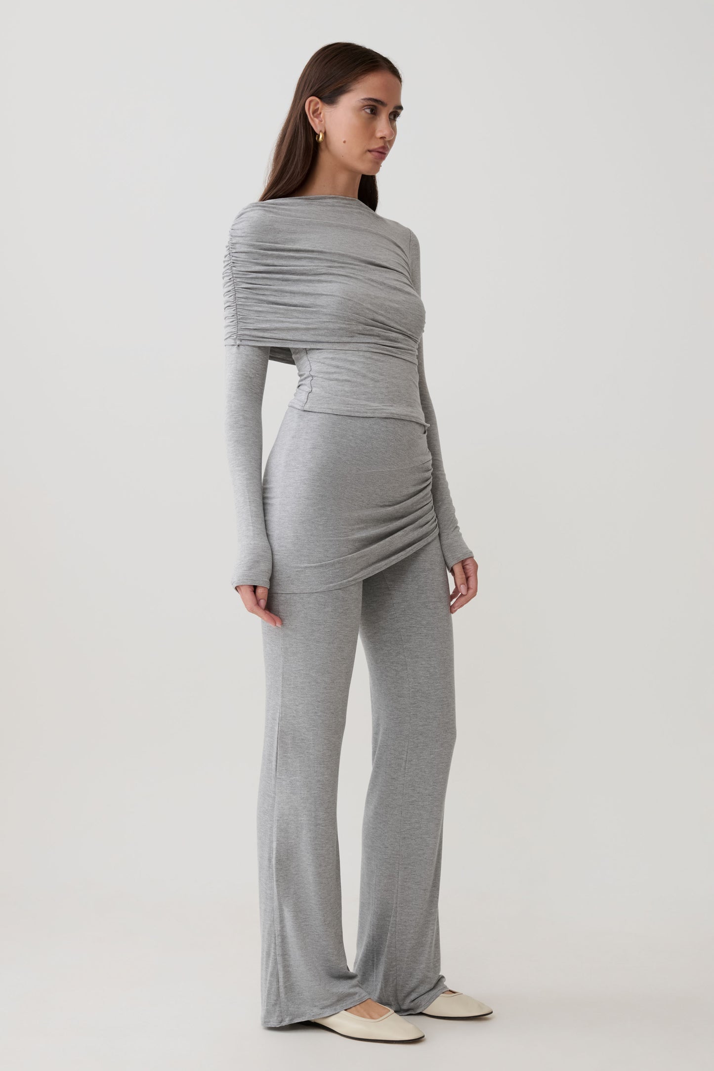 Keaton Modal Long Sleeve Overlay Top - Grey Marle