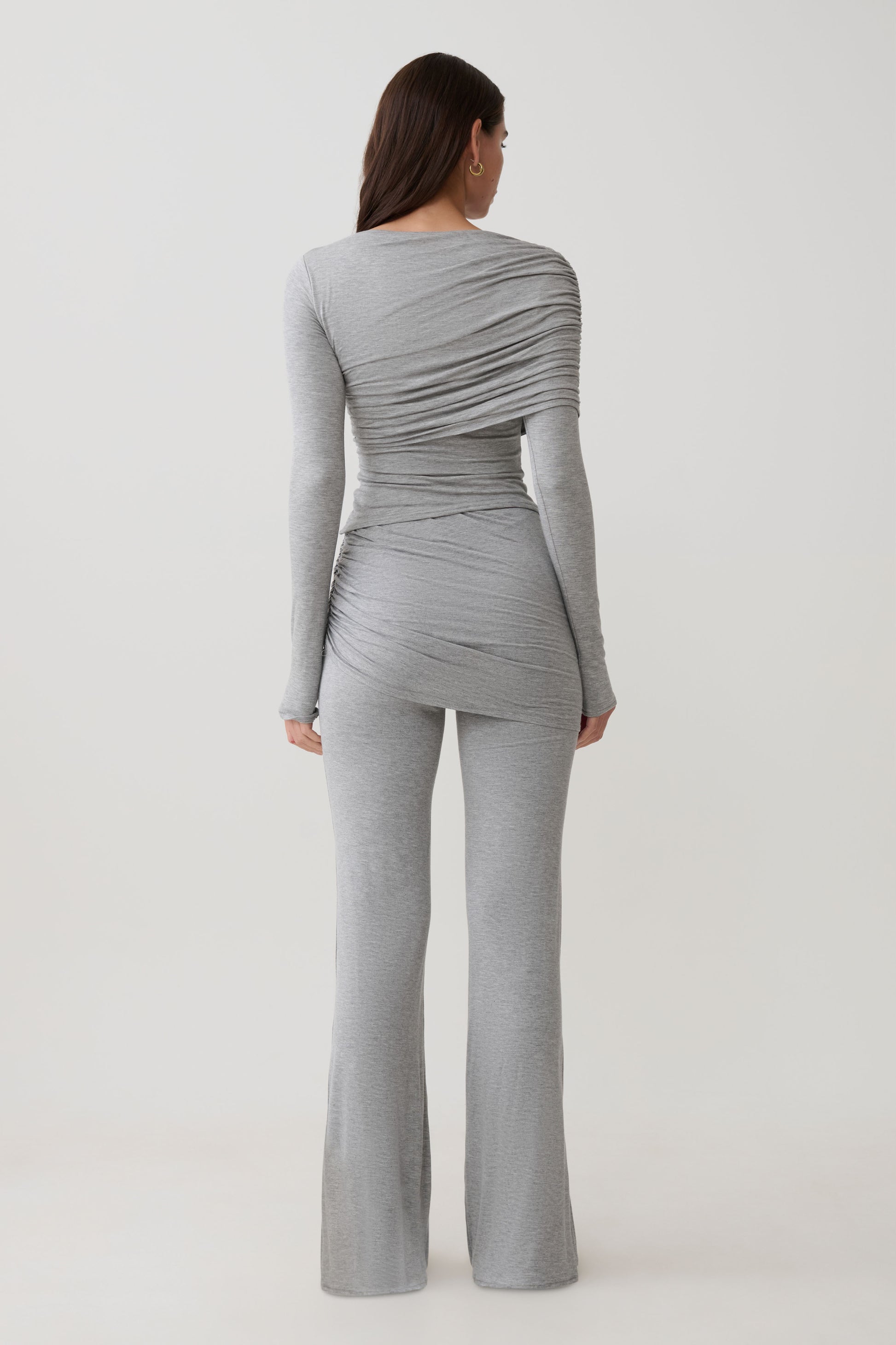 Keaton Modal Long Sleeve Overlay Top - Grey Marle #5