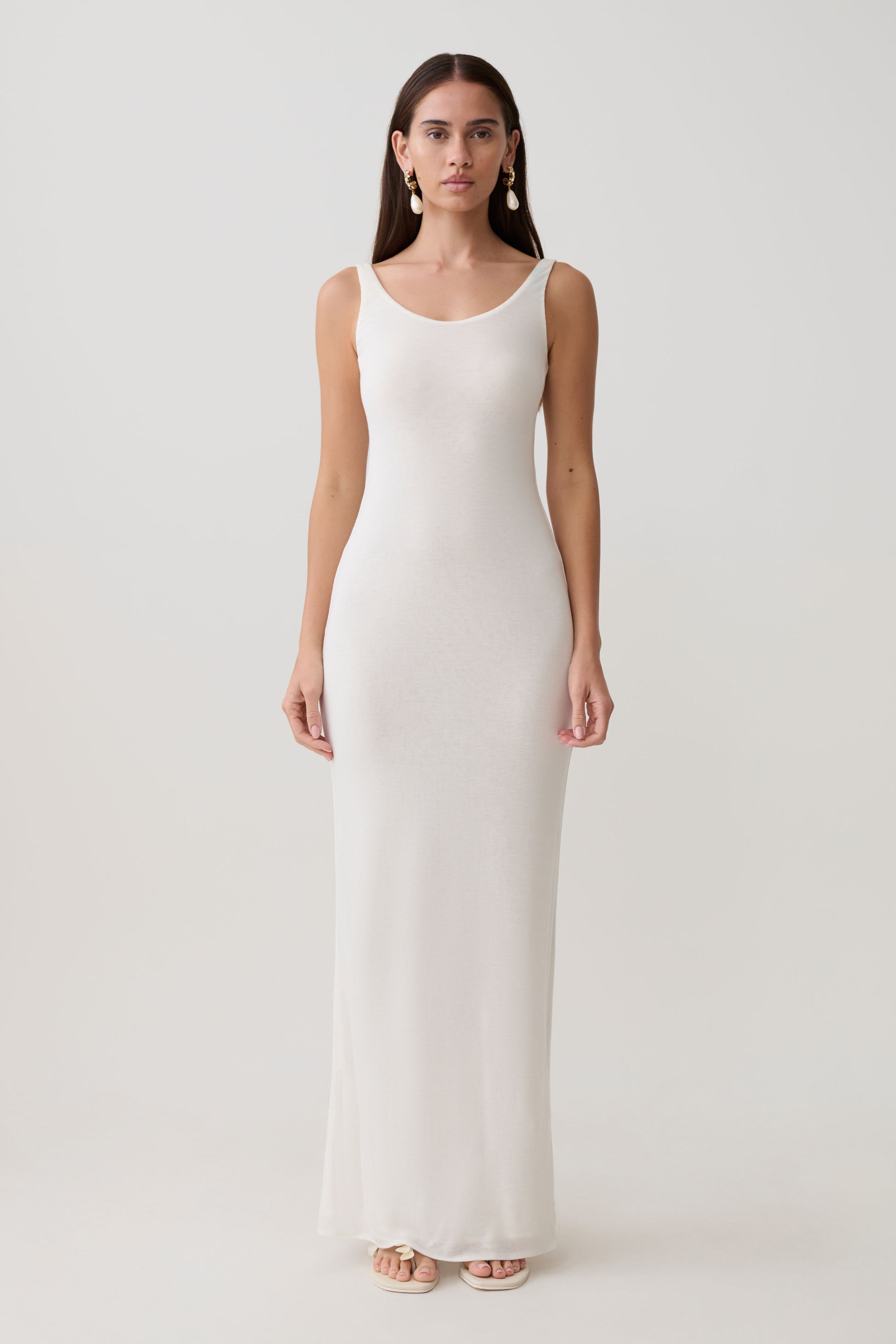 Gwenaelle Scoop Neck Jersey Maxi Dress - White #6