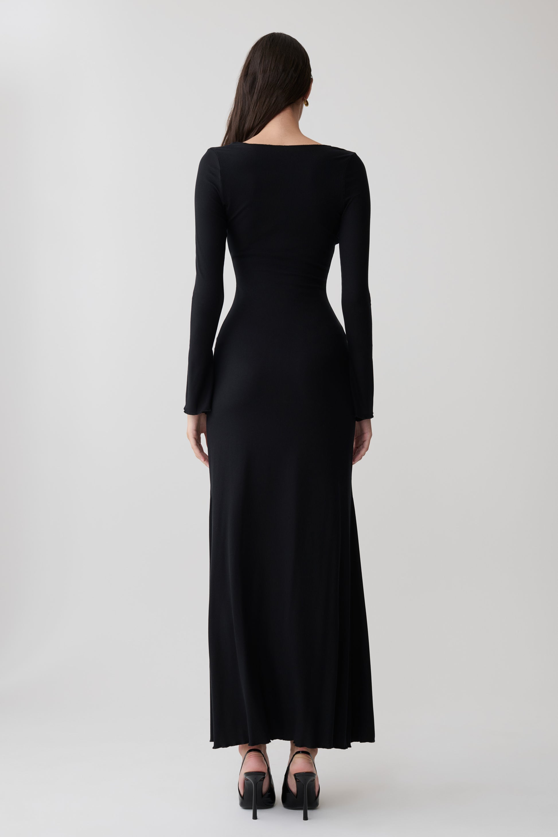 Tanya Buttoned Long Sleeve Maxi Dress - Black #2
