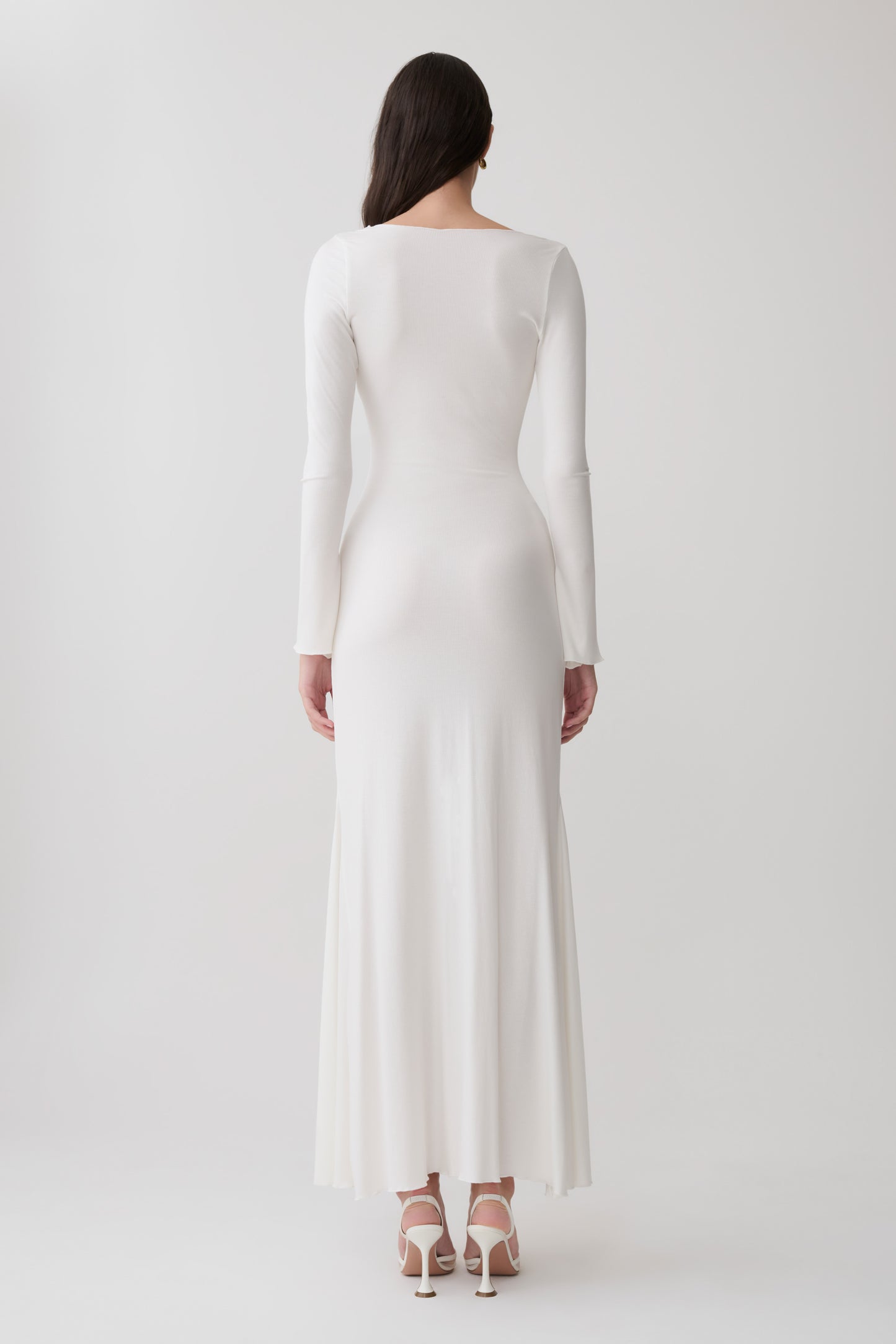 Tanya Buttoned Long Sleeve Maxi Dress - White