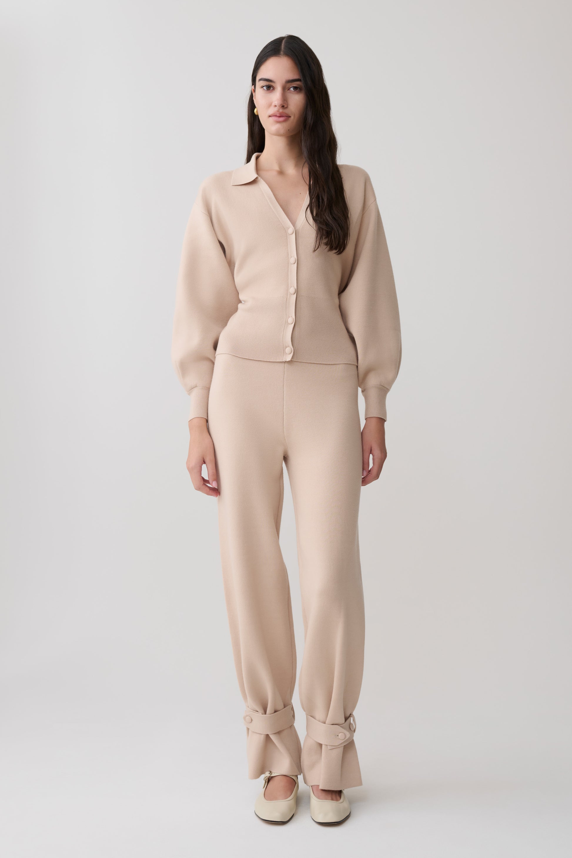 Blaine Knit Blouson Sleeve Cardigan - Oat Marle #6