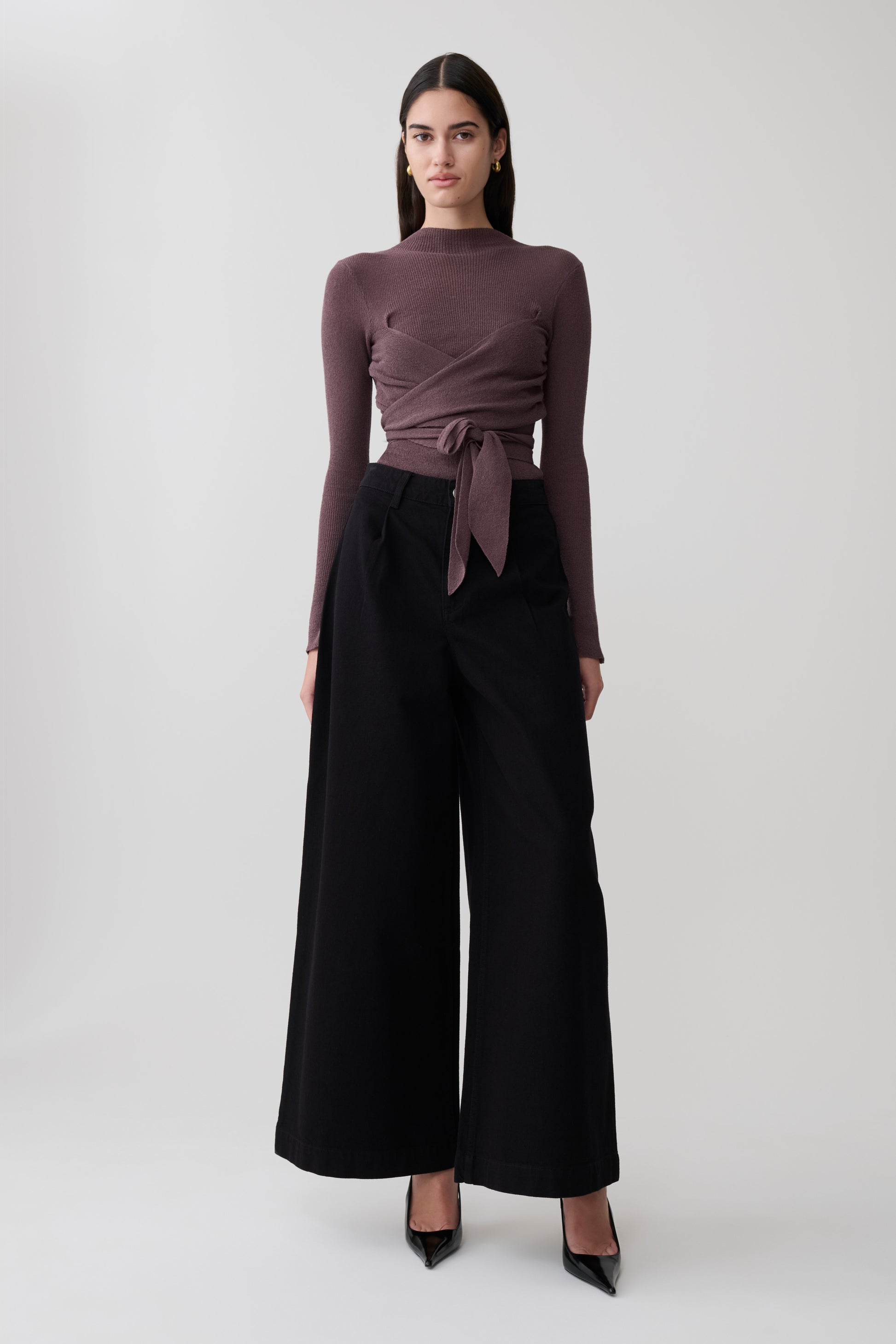 Lawson Wrap Knit Long Sleeve Top - Peppercorn #6