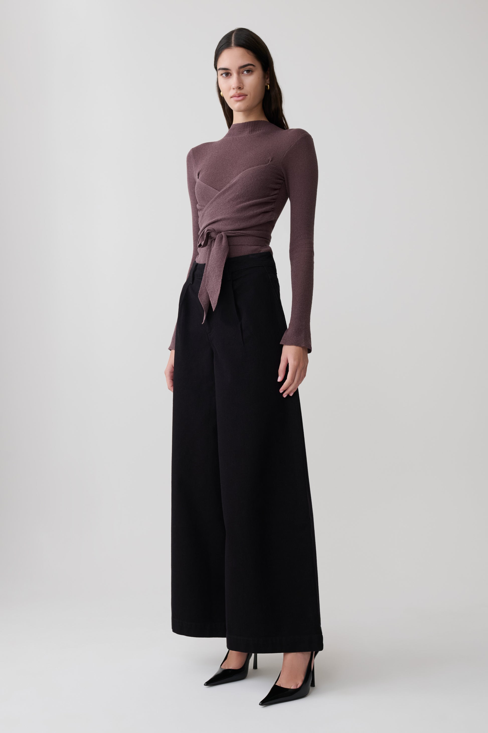 Lawson Wrap Knit Long Sleeve Top - Peppercorn #4
