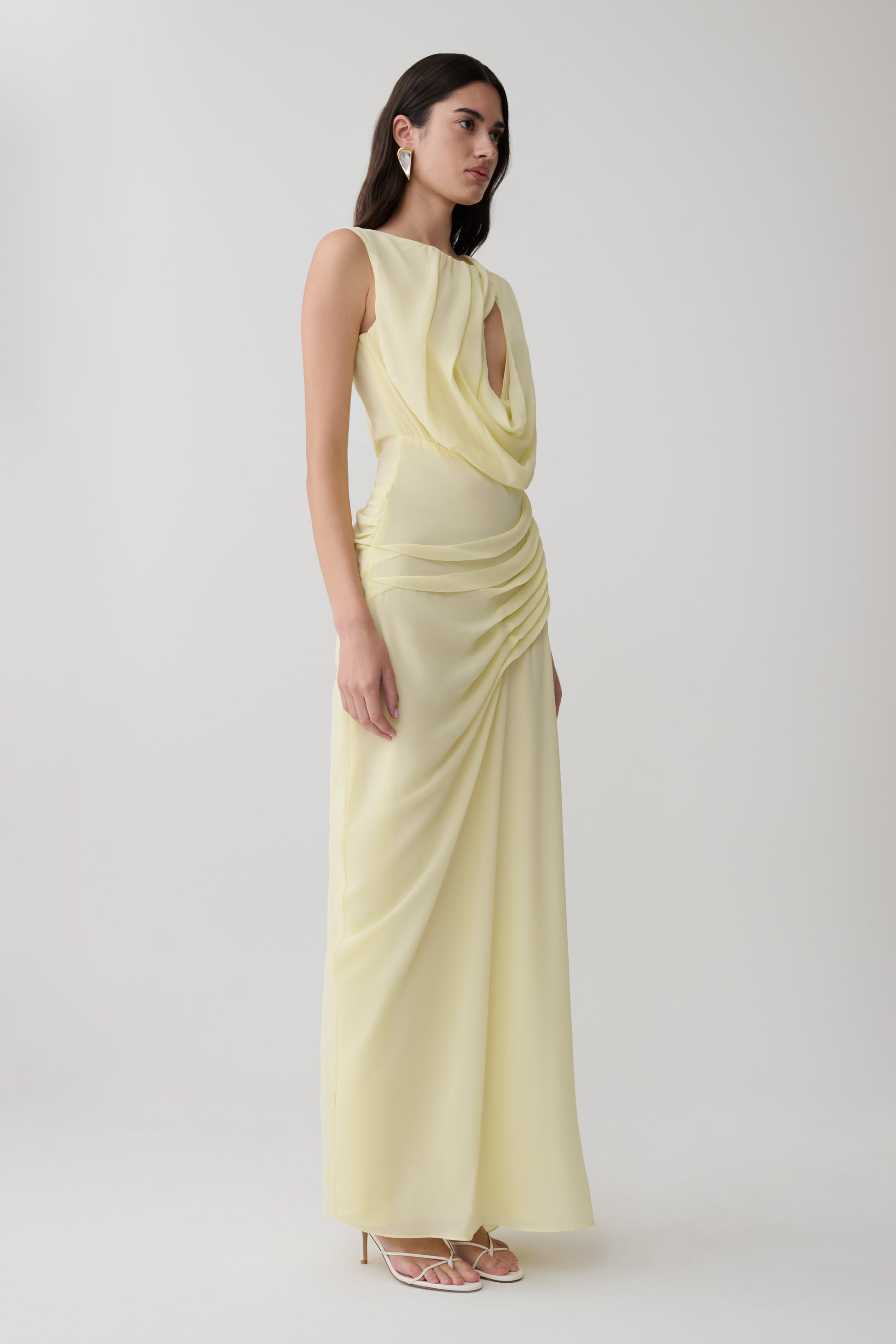 Oria Chiffon Maxi Dress - Pastel Lemon #3