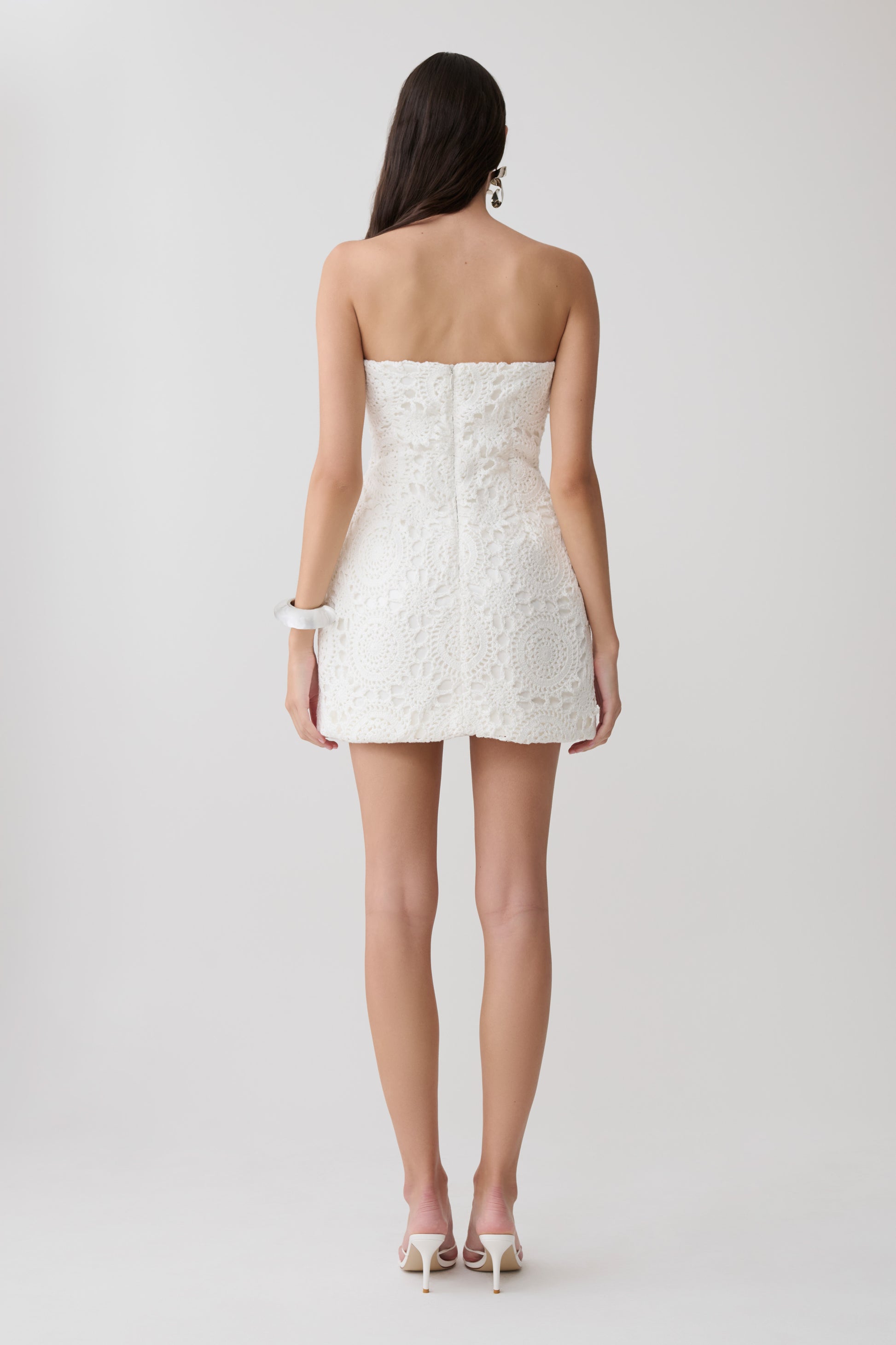 Stasia Strapless Crochet Mini Dress - White #2