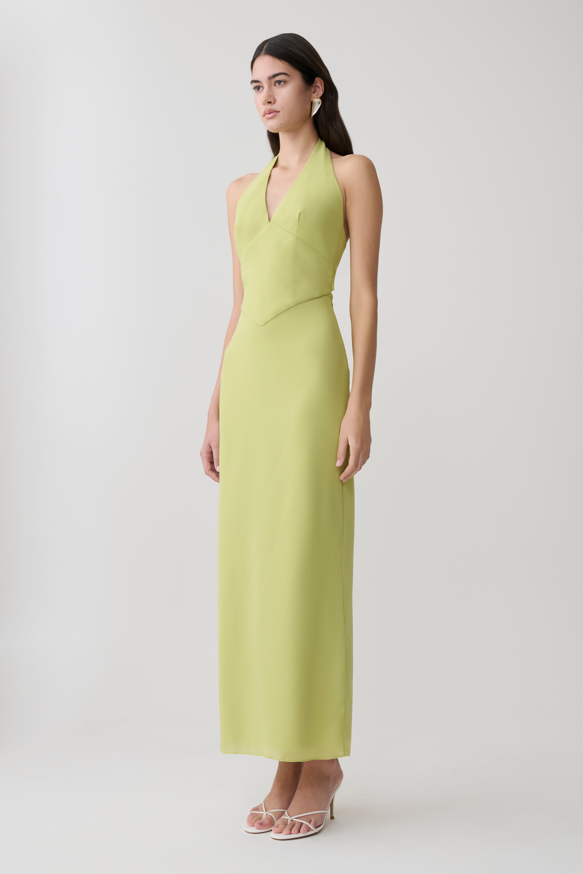 Valentina Chiffon Halter Maxi Dress - Pistachio #4