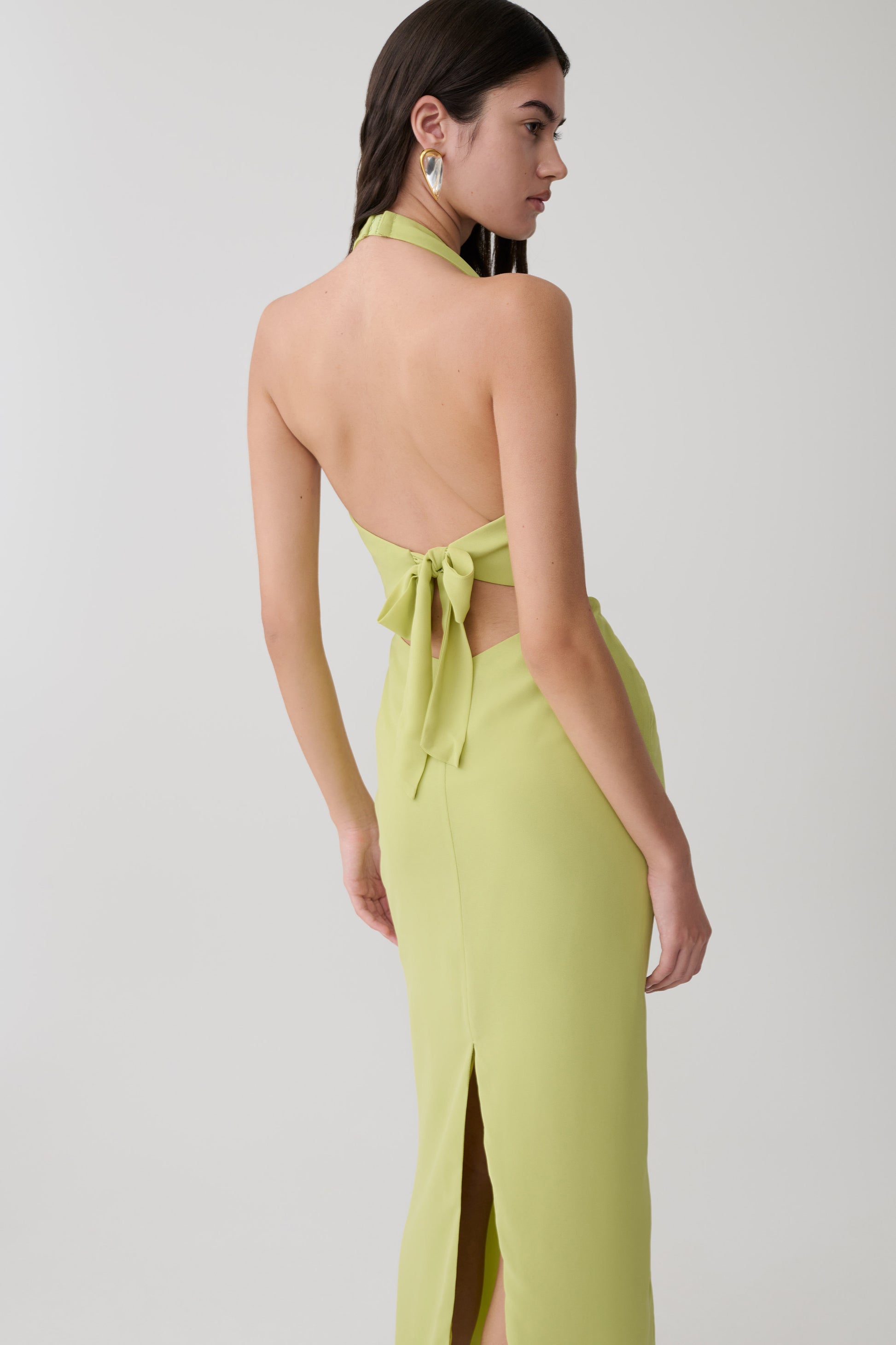 Valentina Chiffon Halter Maxi Dress - Pistachio #3