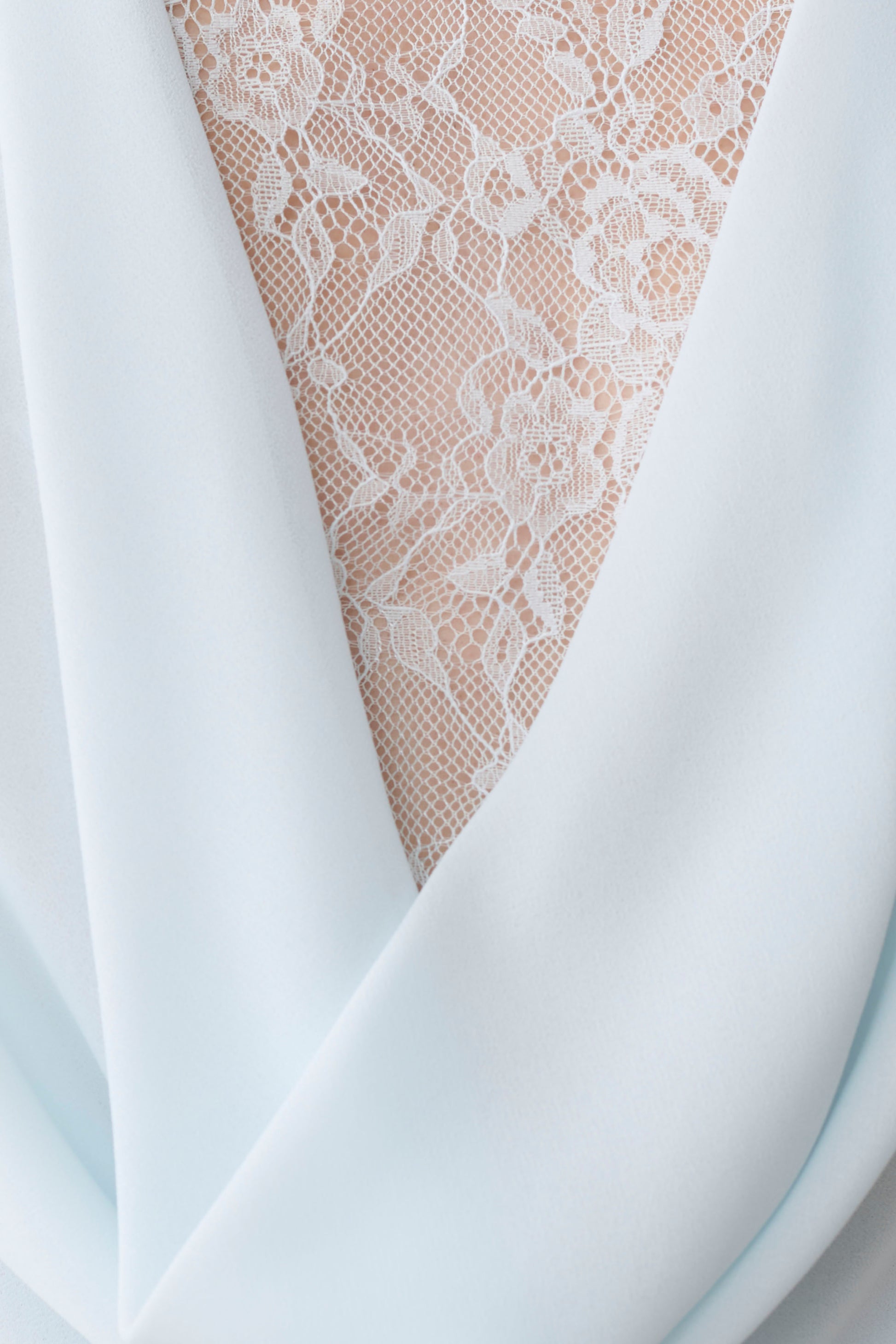 Arra Chiffon And Lace Halter Mini Dress - Ice Blue #6