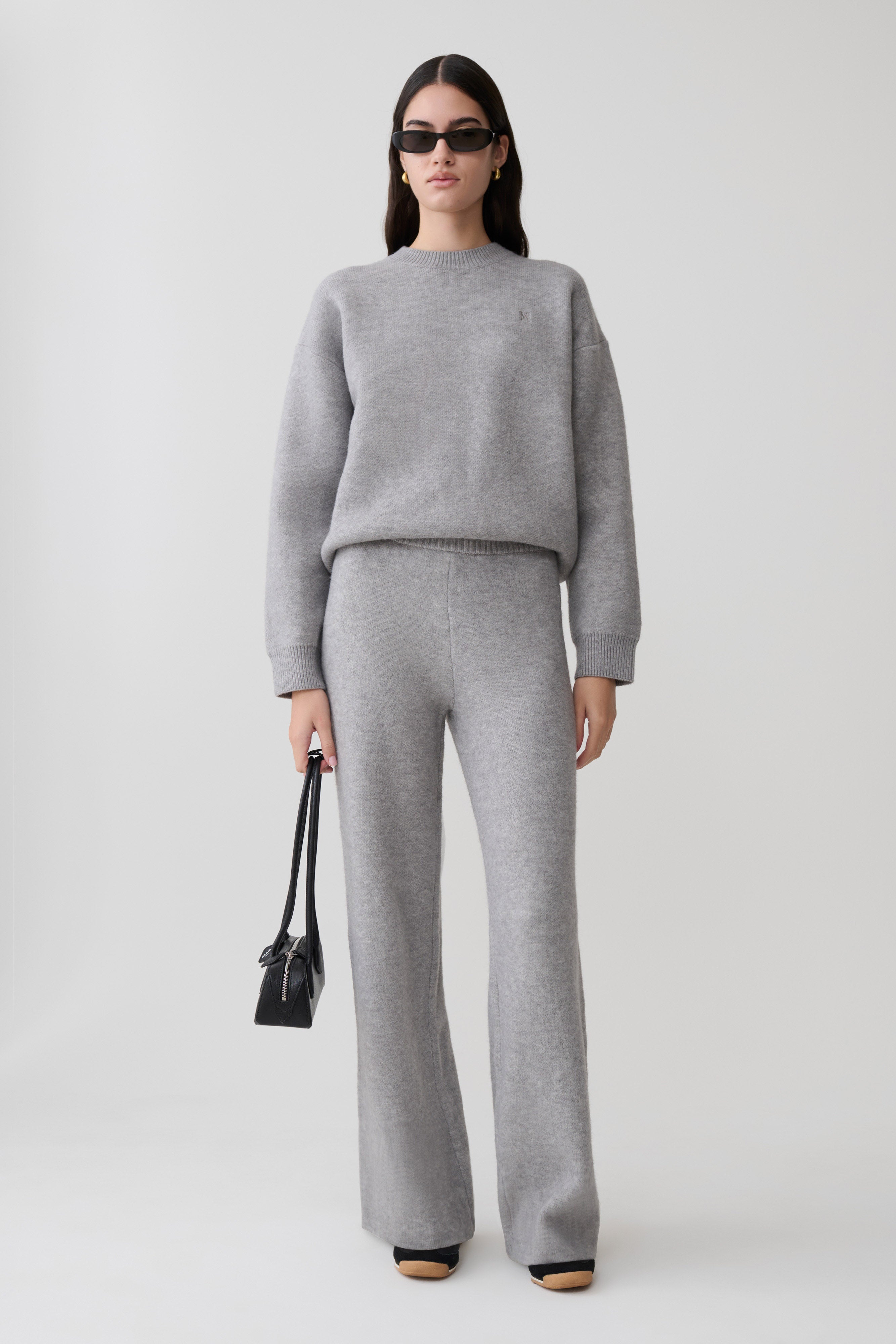 Evan Knit Wide Leg Pants - Grey Marle & MESHKI