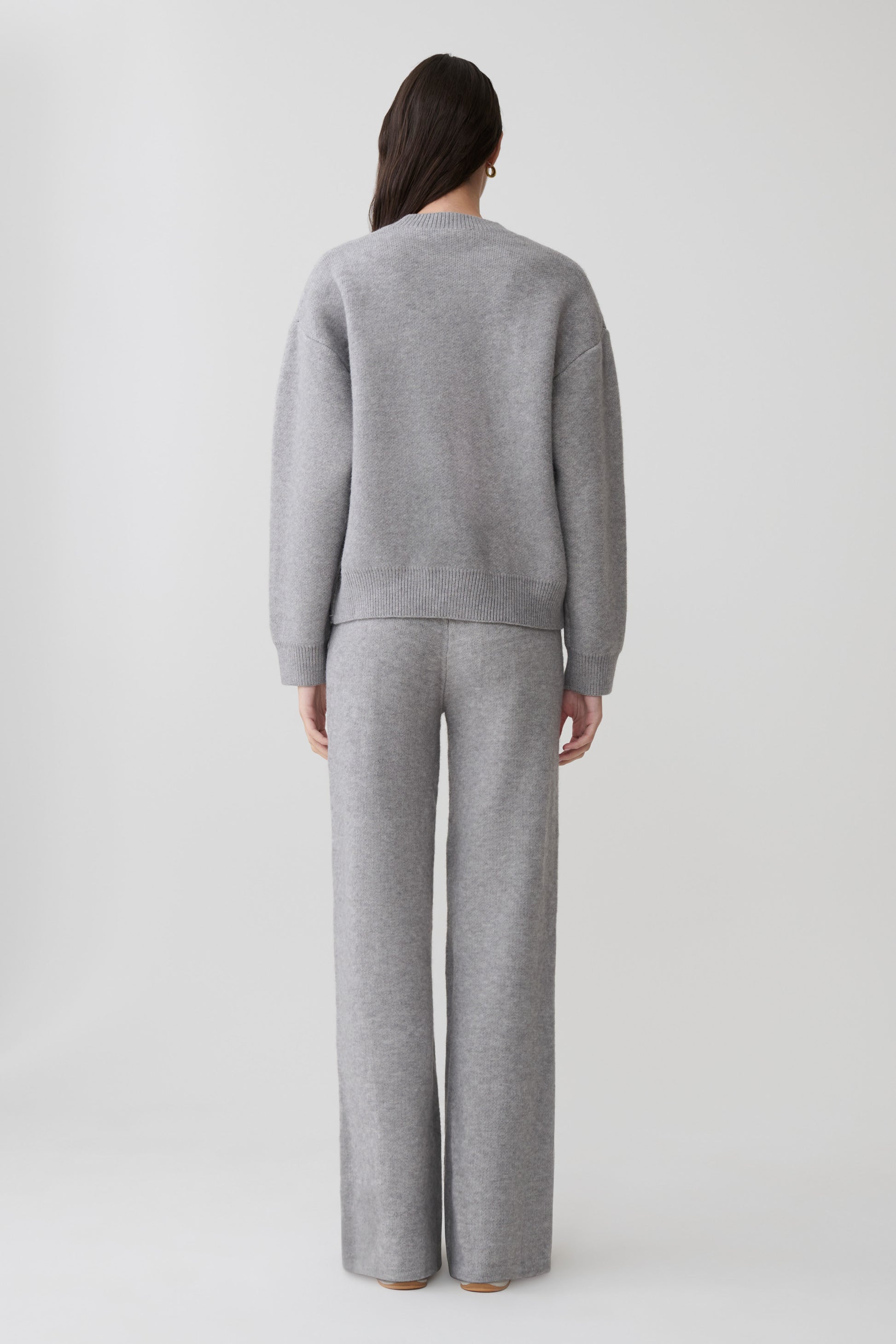 Evan Knit Wide Leg Pants - Grey Marle #2