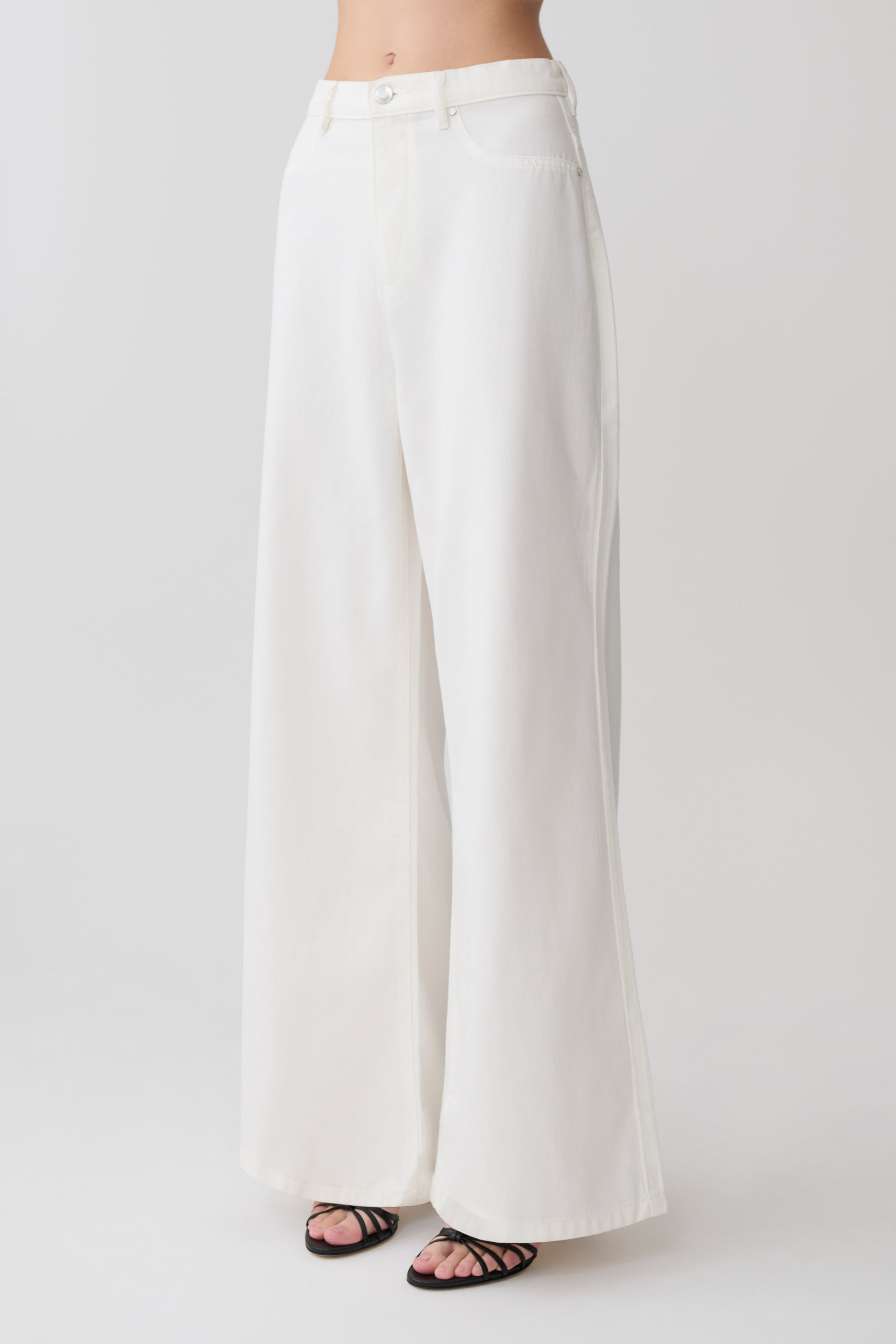 Shae Wide Leg Denim Jeans - White #4