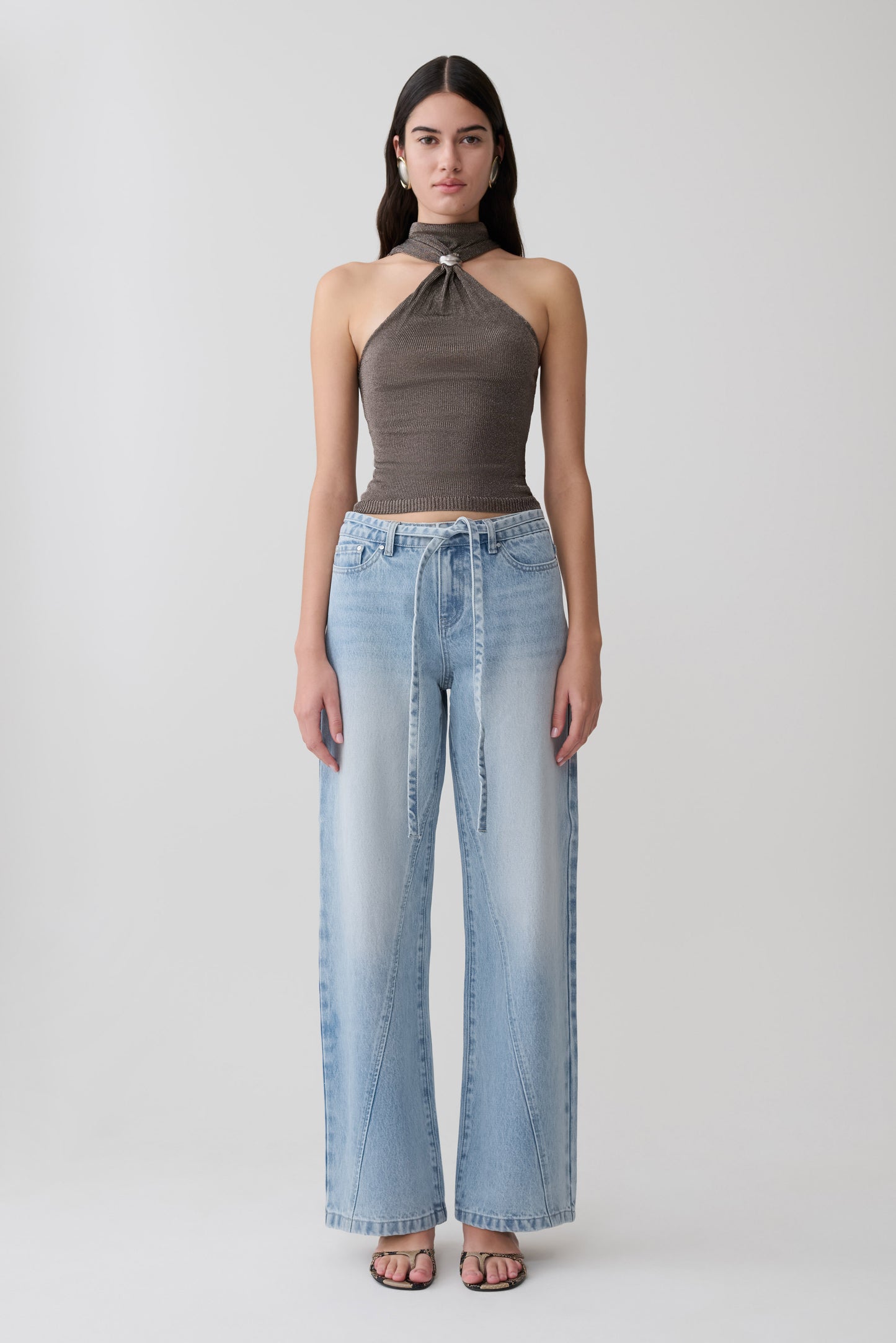 Nikki Lurex Top With Hardware - Gunmetal