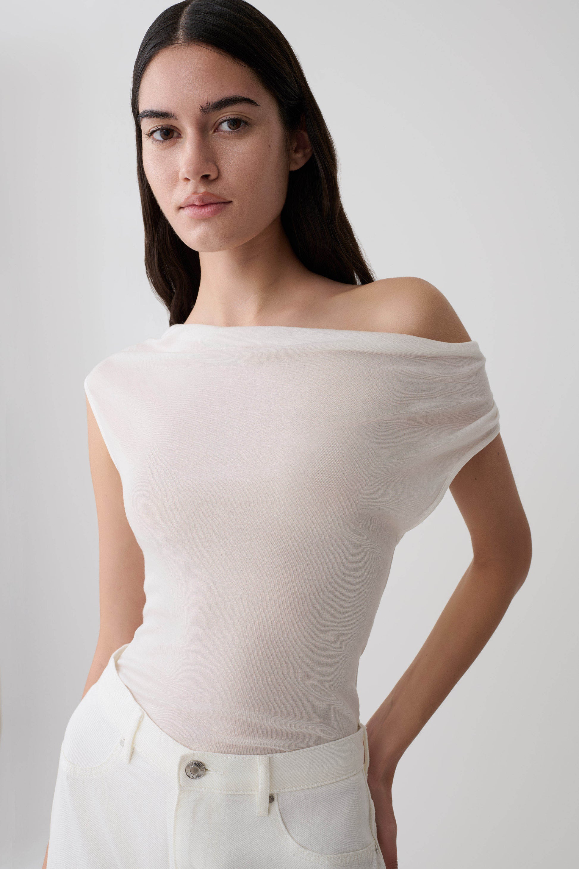 Ciaran Sleeveless Sheer Top - Ivory #3