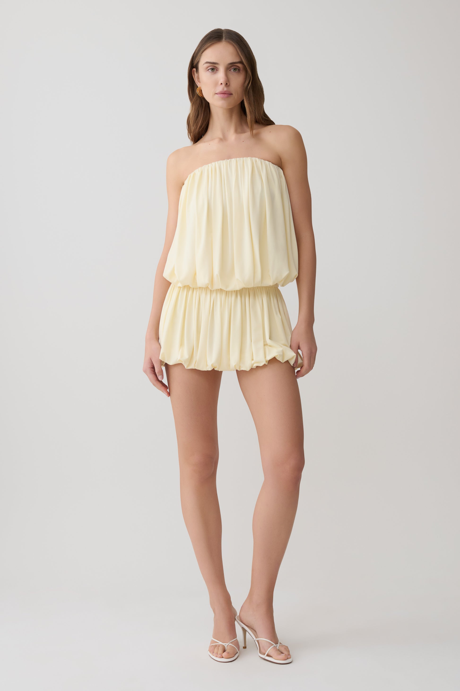 Safiya Strapless Gathered Bubble Mini Dress - Lemon #5