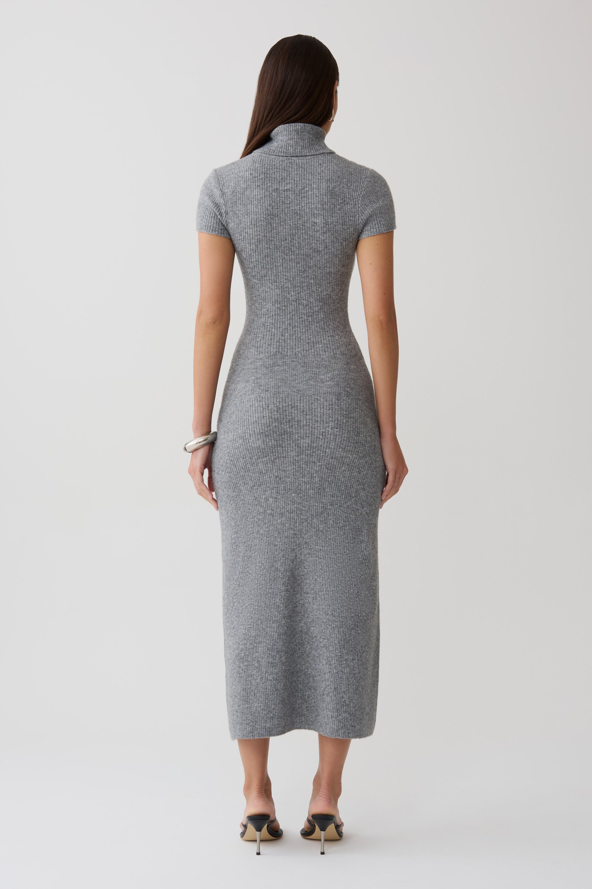 Goldie High Neck Knit Midi Dress - Grey Marle #4